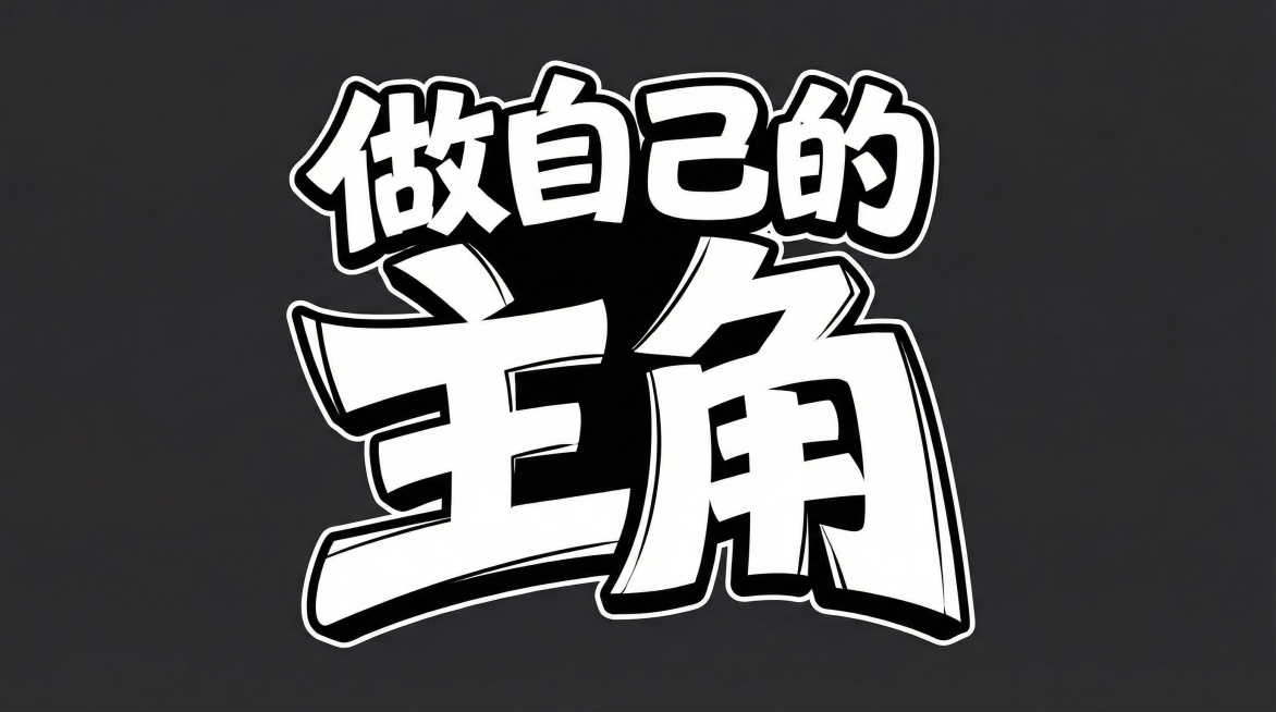 根据才考图的文字设计方式，设计一款“做自己的主角”的艺术标题字体。要求突出“主角”两个字预览效果
