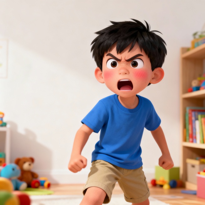 【配图建议：一张动图 GIF，画面是一个10岁左右小男孩，突然 生气“变脸” 了？预览效果