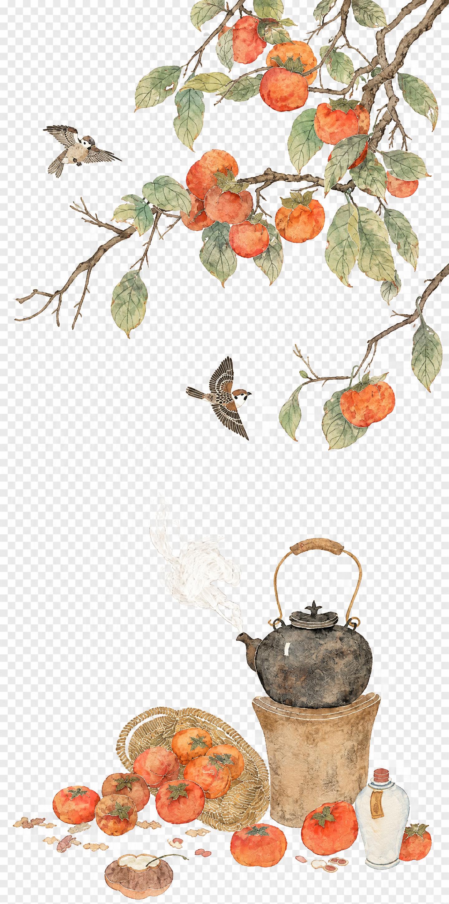 参考图的工笔国画风格，重新生成画面内容，去掉背景，透明背景，画… - 图片创意预览