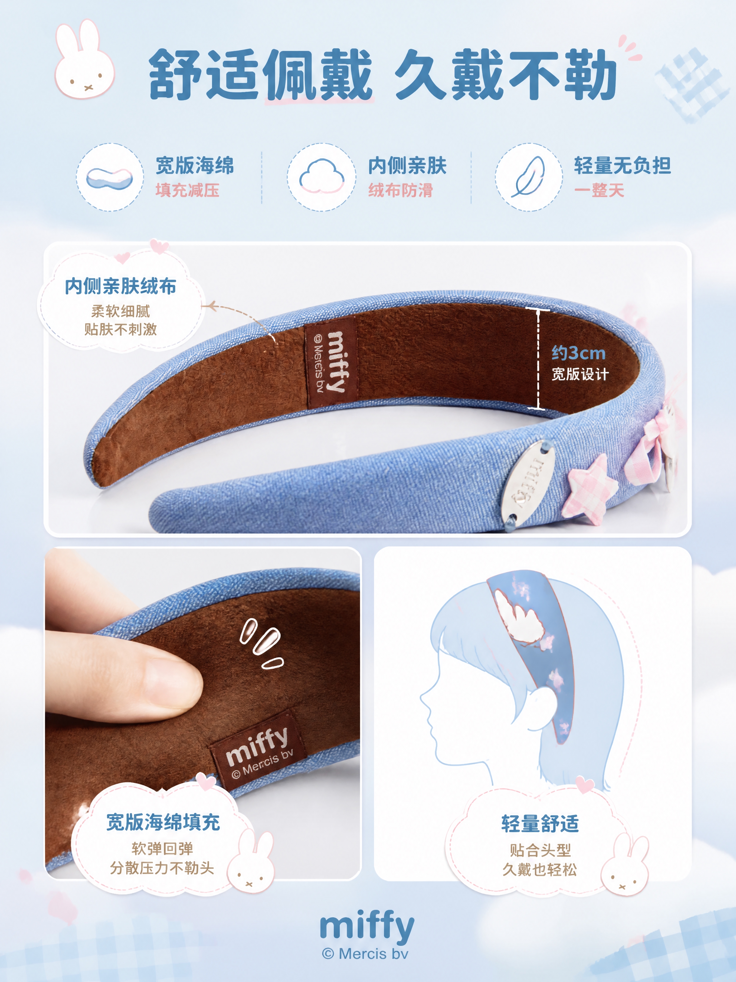 [商品] 使用【图2】【图4】米菲Miffy牛仔蓝发箍；重点展… - 图片创意预览