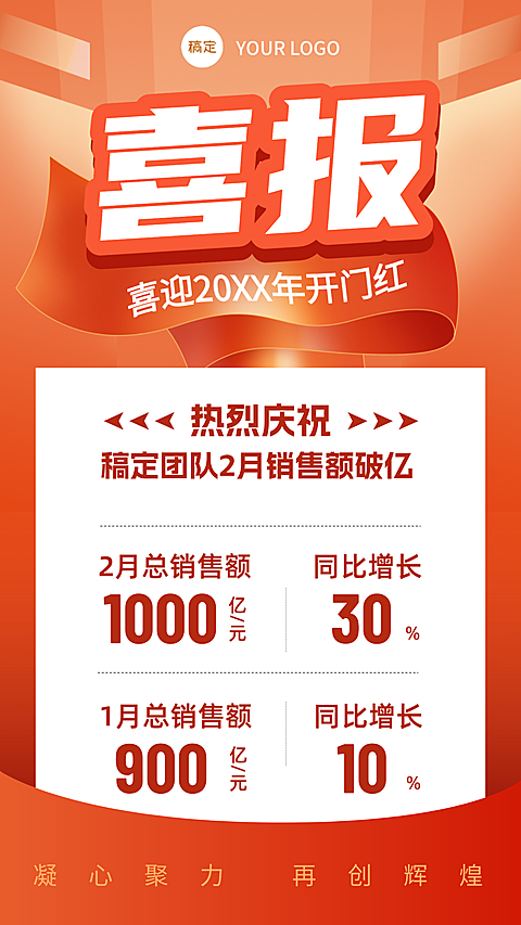 开门红+活动销售+颁奖典礼+橙色喜庆+喜报海报