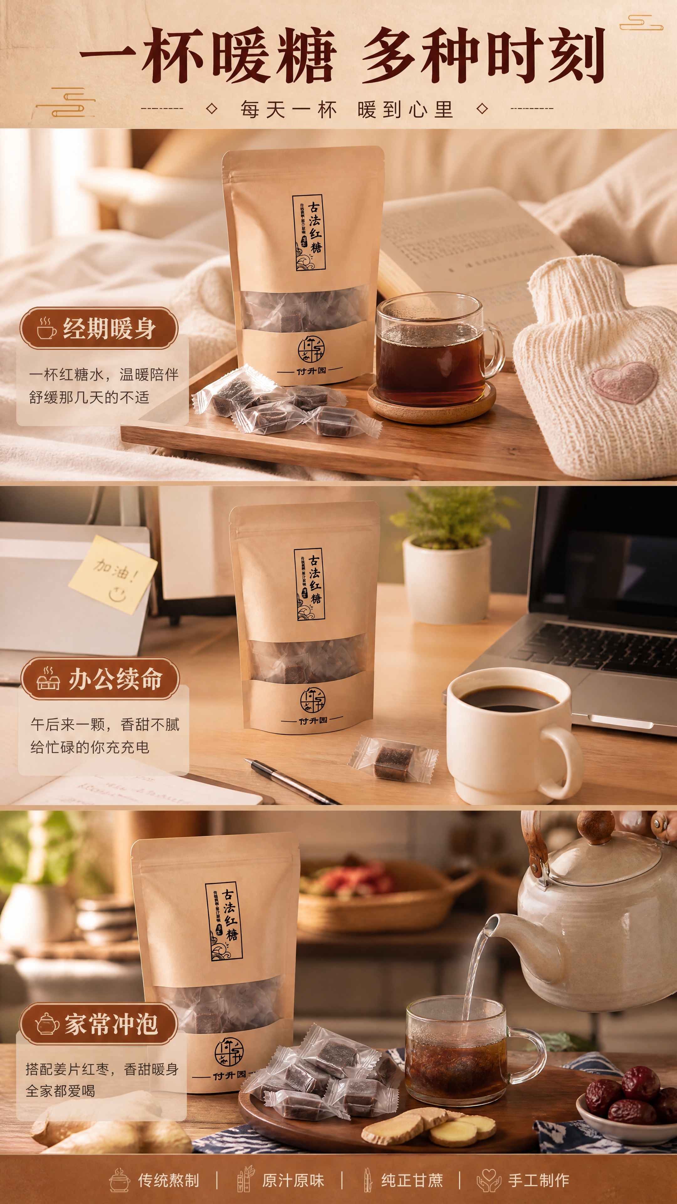 [商品] 使用【图1】付升园古法红糖产品；保留牛皮纸包装袋、独… - 图片创意预览