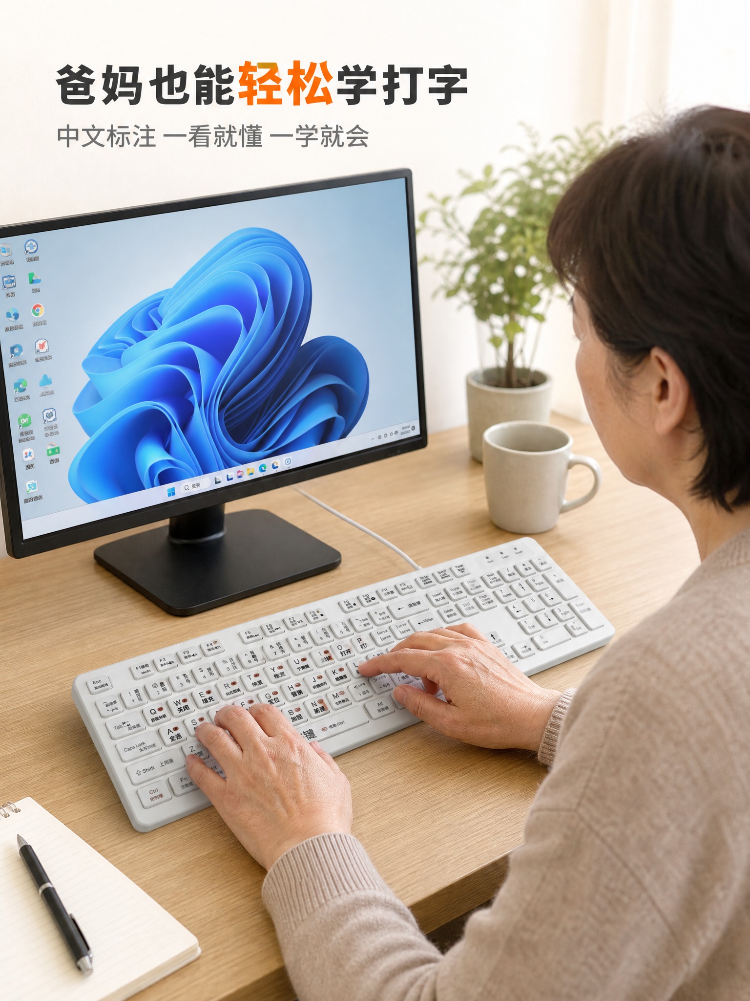 [商品] 使用【图1】白色中文标注学习键盘；保留104键布局、… - 图片创意预览