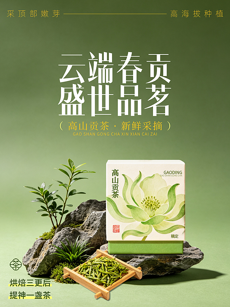 小红书春茶春季产品上新促销封面
