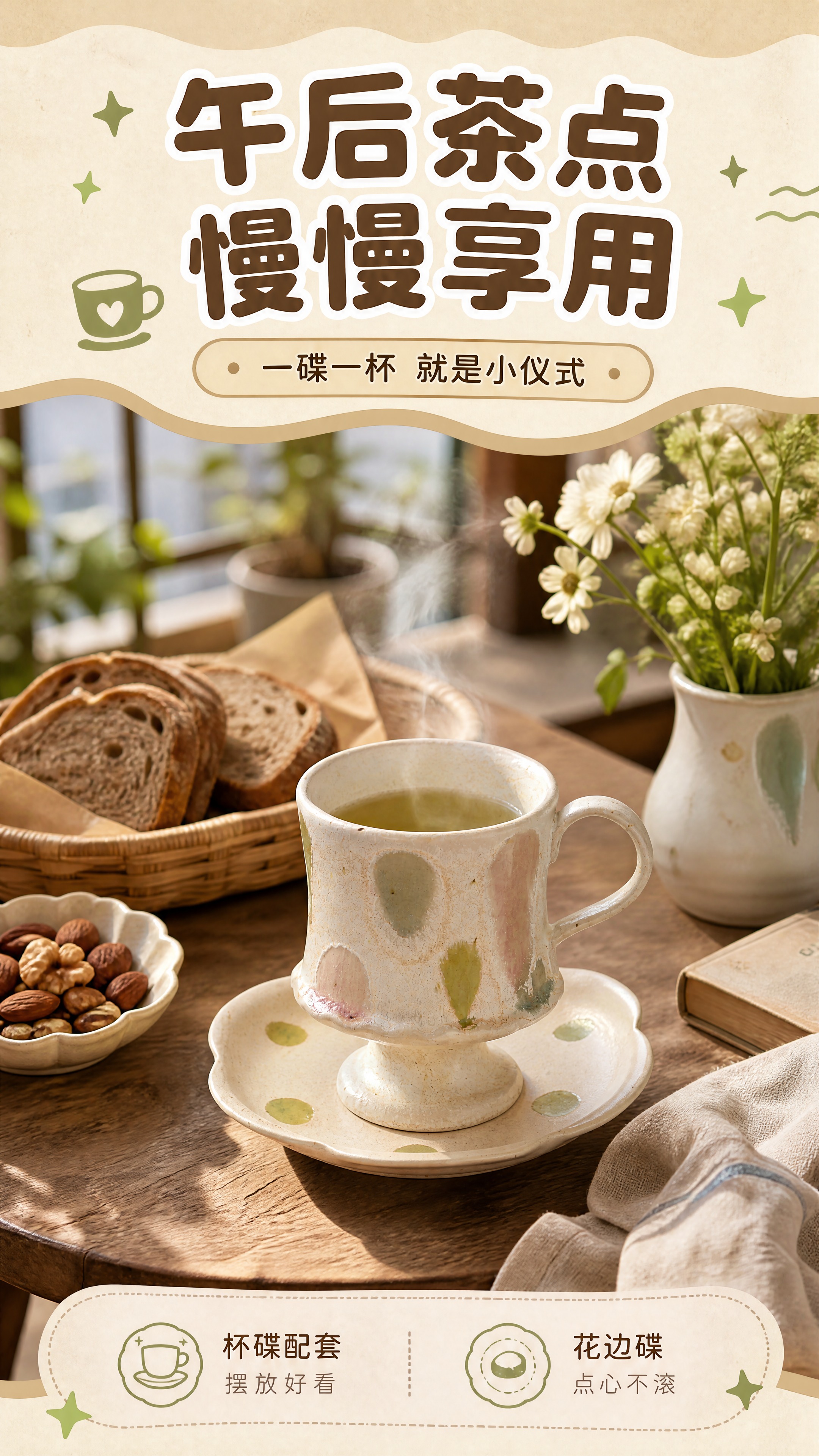[商品] 使用【图2】粉绿波点款高脚陶瓷咖啡杯碟套装；保留高脚… - 图片创意预览