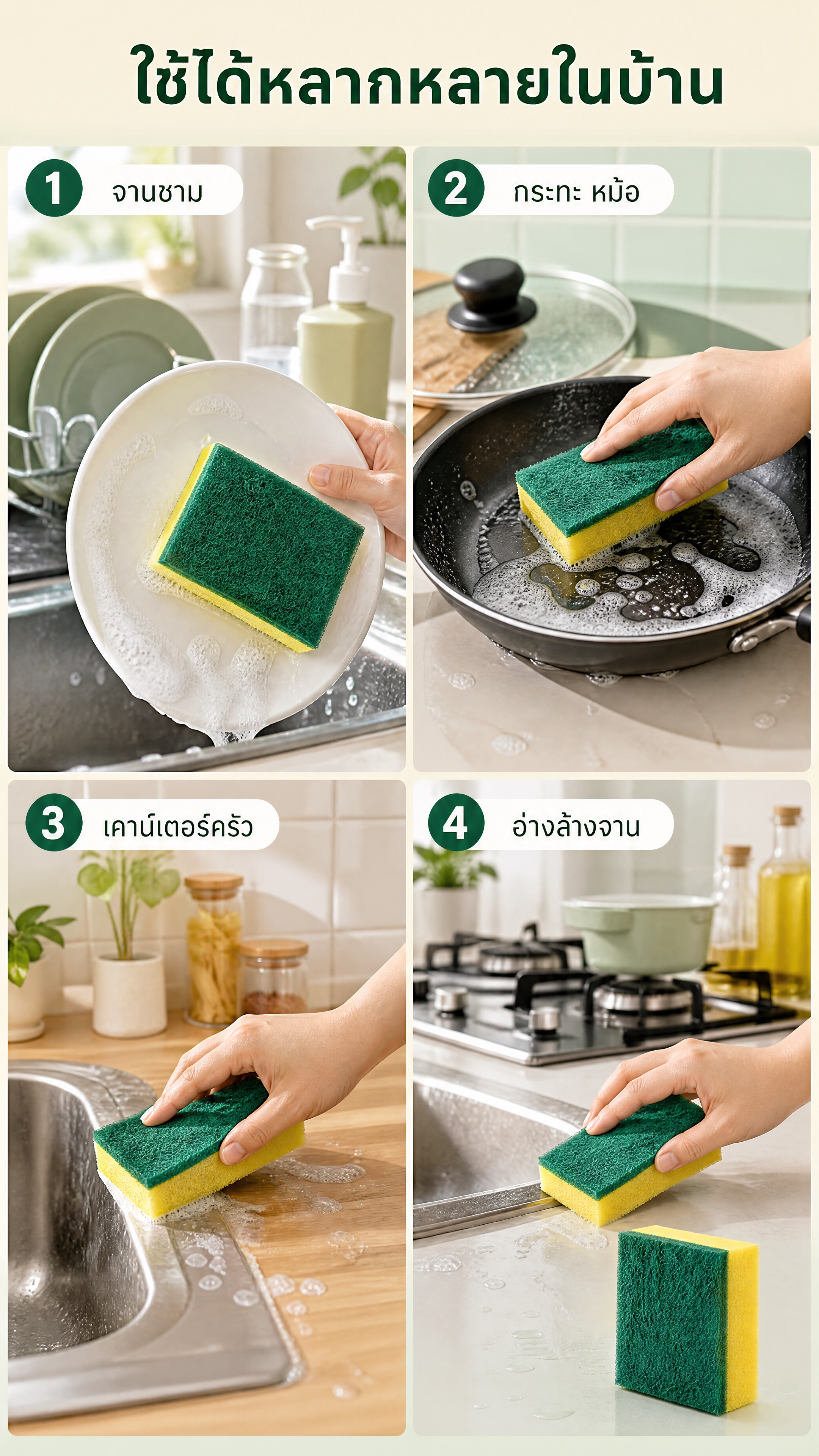 [商品] 使用【图1】双面清洁海绵：每个场景格中均保留绿色磨砂… - 图片创意预览