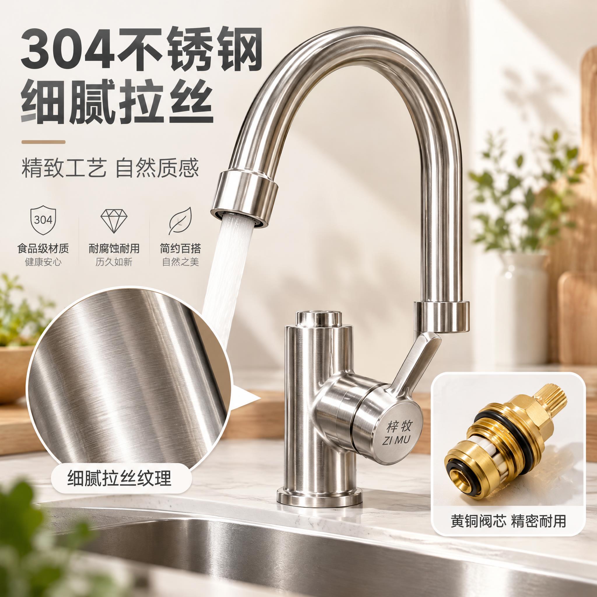 [主图-3] 材质工艺细节图，极简北欧风格，展示304不锈钢细… - 图片创意预览
