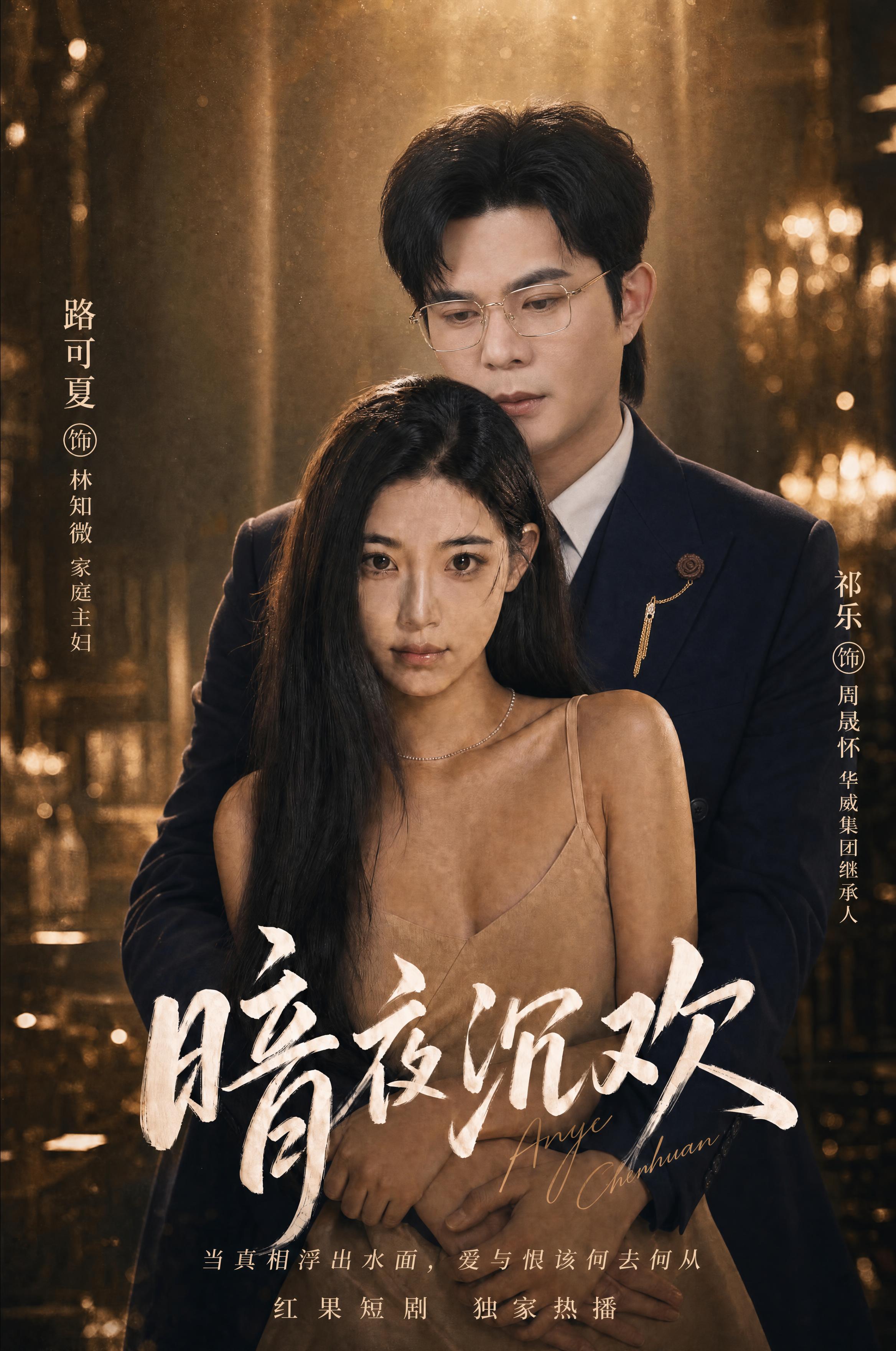 基于第一张短剧海报进行修改：将海报中的男主替换为第二张图中戴金… - 图片创意预览