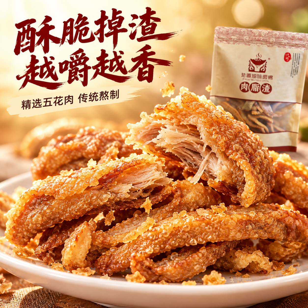 [主图-3] 细节与成分，微距展示酥脆脂渣的诱人纹理和口感。… - 图片创意预览