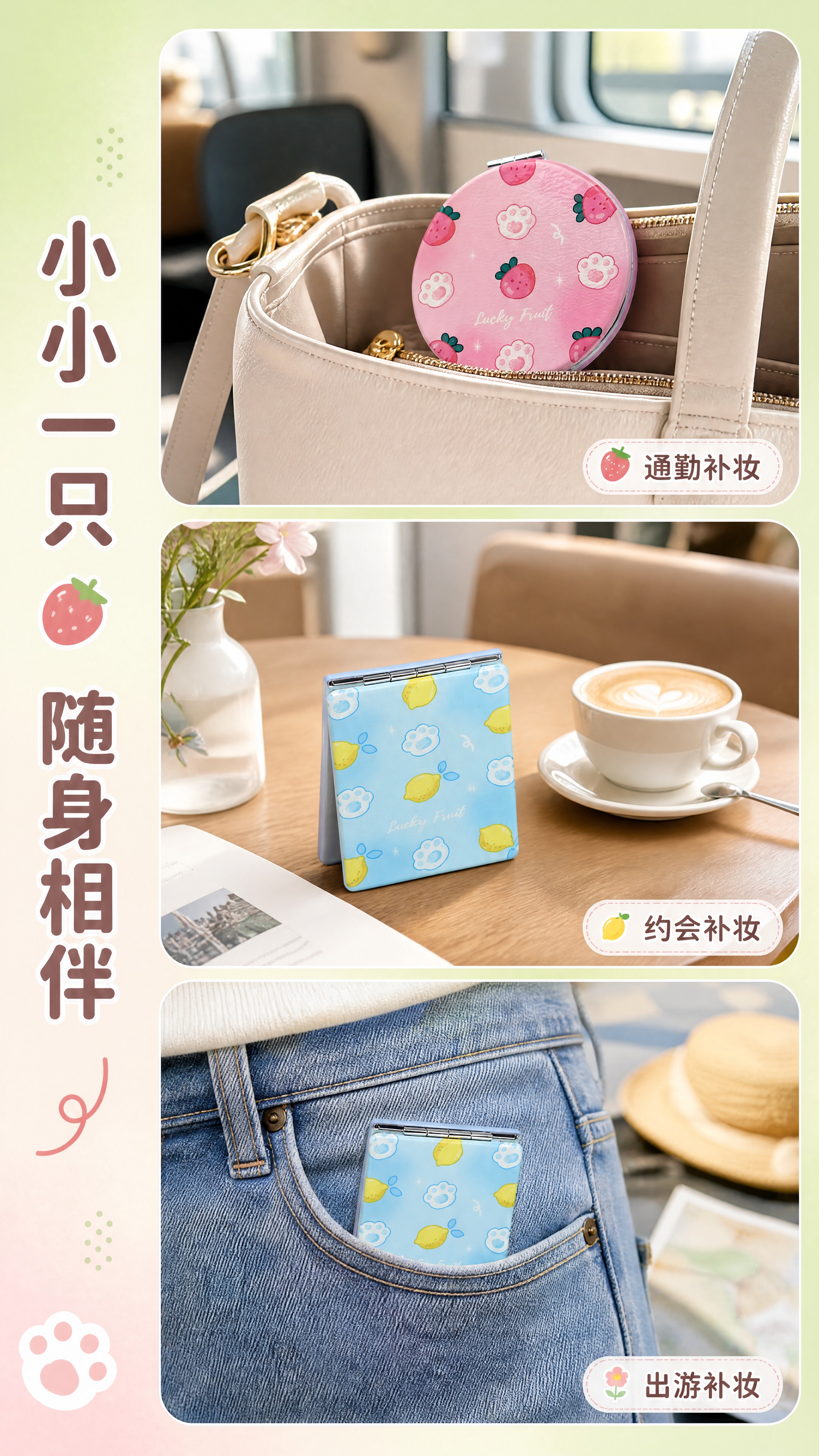 [商品] 使用【图1】圆形草莓粉镜子+【图3】方形柠檬蓝镜子；… - 图片创意预览