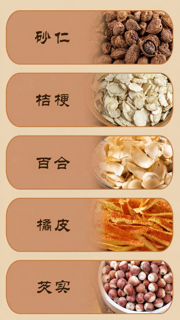 [第8屏] 党参山药汤草本食材展示第三部分。删除每个食材卡片内所有功效描述文字（包括："味辛性温 芳香化湿"、"味辛苦 性平 归肺经"、"味甘性寒 滋阴润燥"、"味辛苦 性温 通称陈皮"、"味甘涩 性预览效果