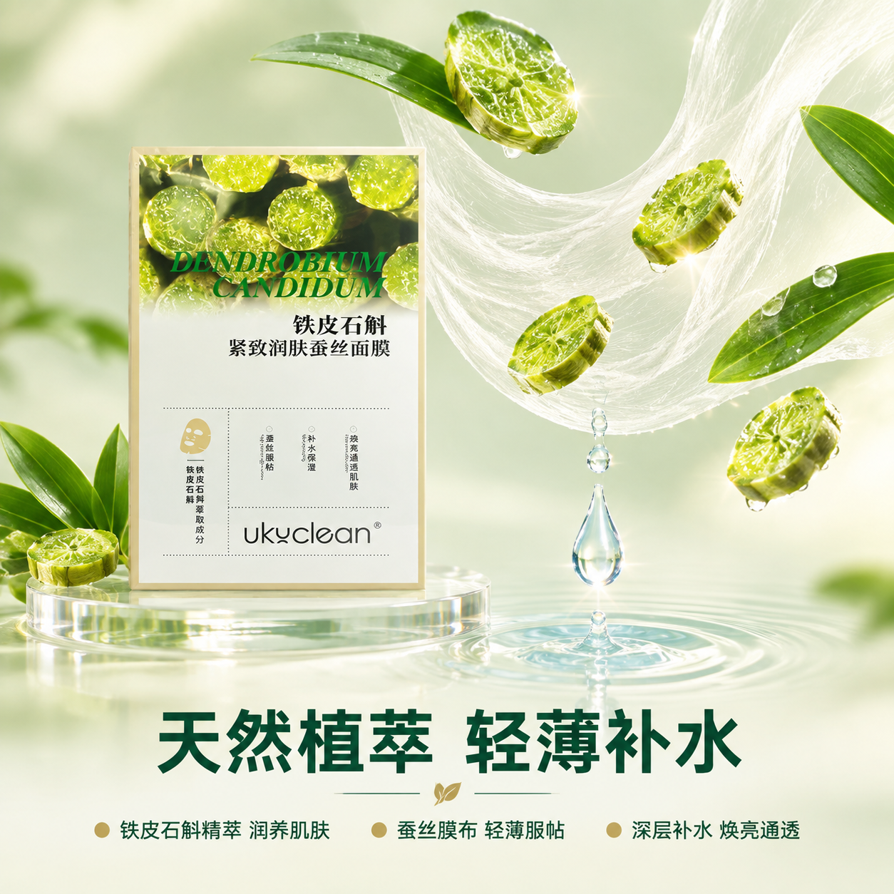 [主图-2] 核心功效与成分解析，展示铁皮石斛天然植萃成分与蚕… - 图片创意预览