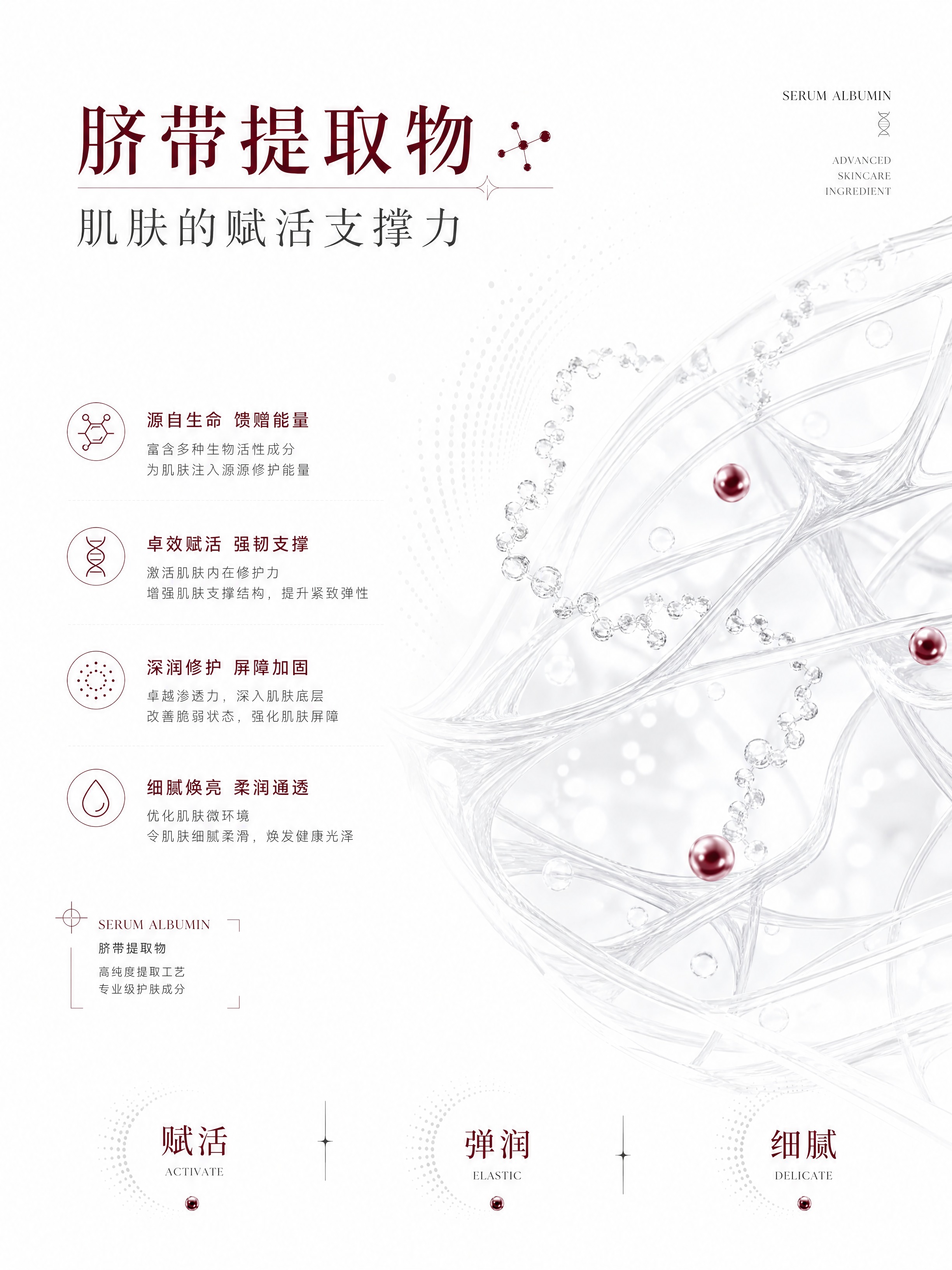 生成高端护肤成分详情页，主题为“（动物）脐带提取物”，风格与参… - 图片创意预览