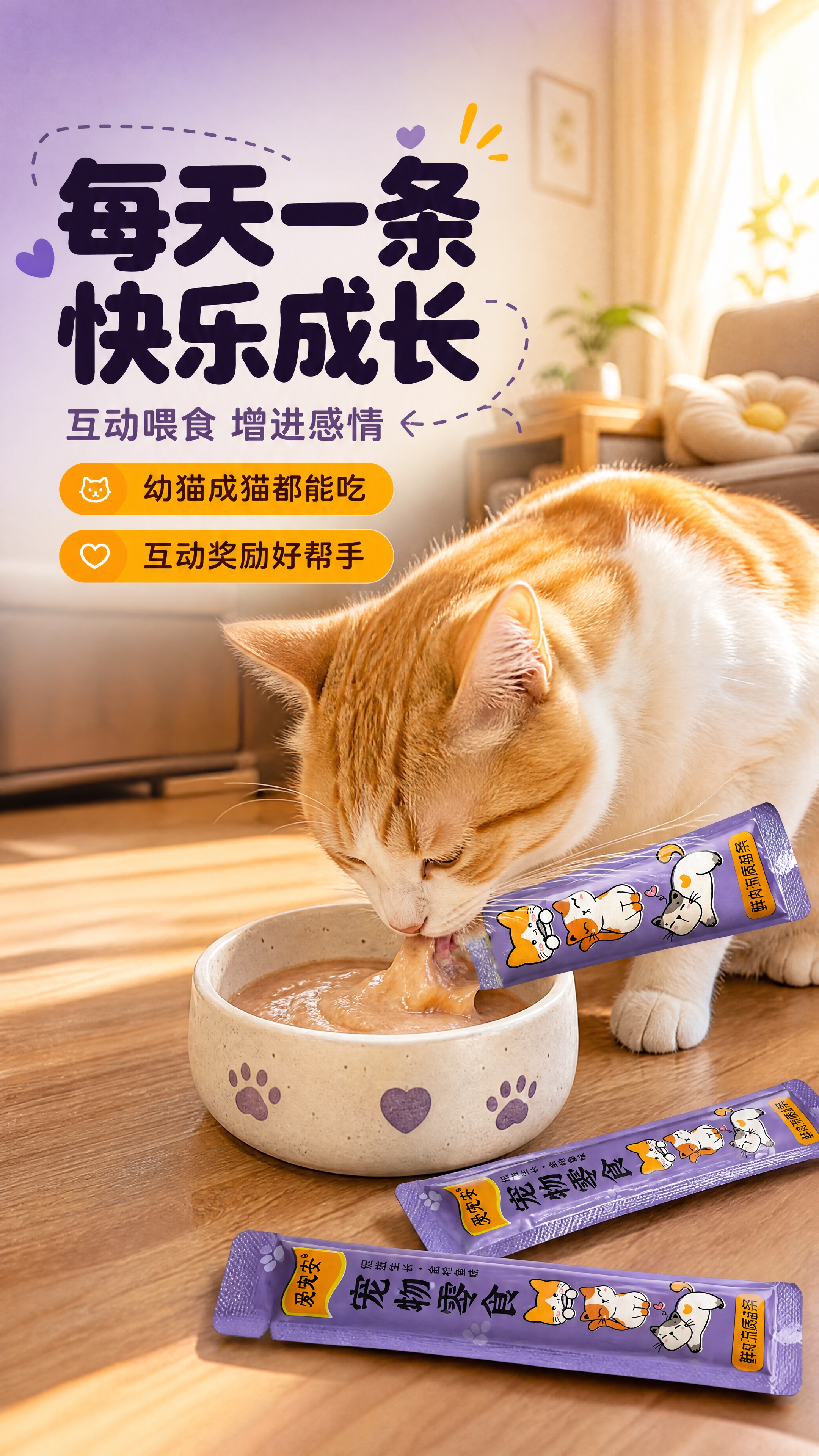 [商品] 使用【图1】爱宠安鲜肉流质猫条紫色包装；保留包装原貌… - 图片创意预览