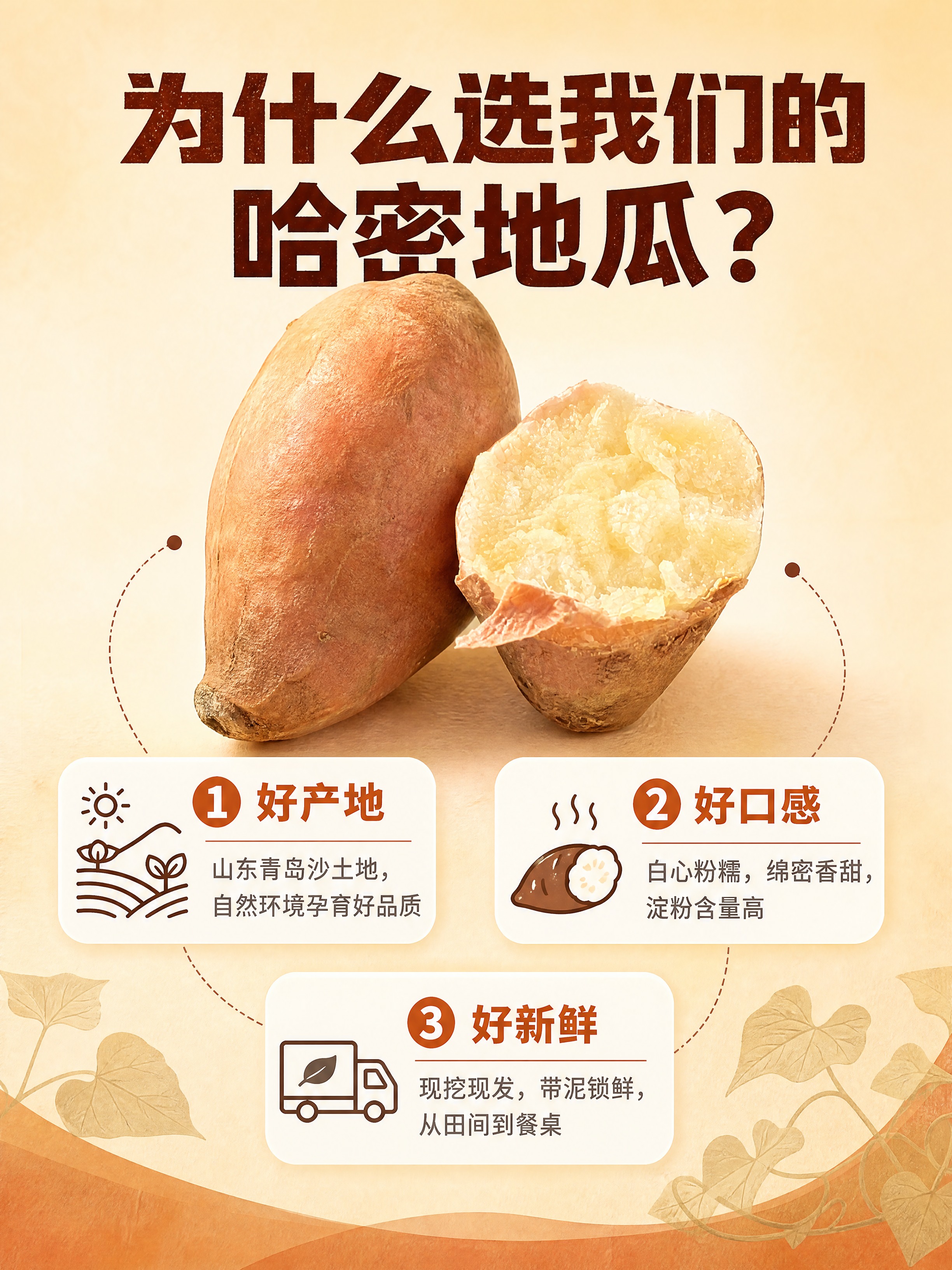 [商品] 使用【图1】山东青岛哈密地瓜（白心蜜薯）；保留红褐外… - 图片创意预览