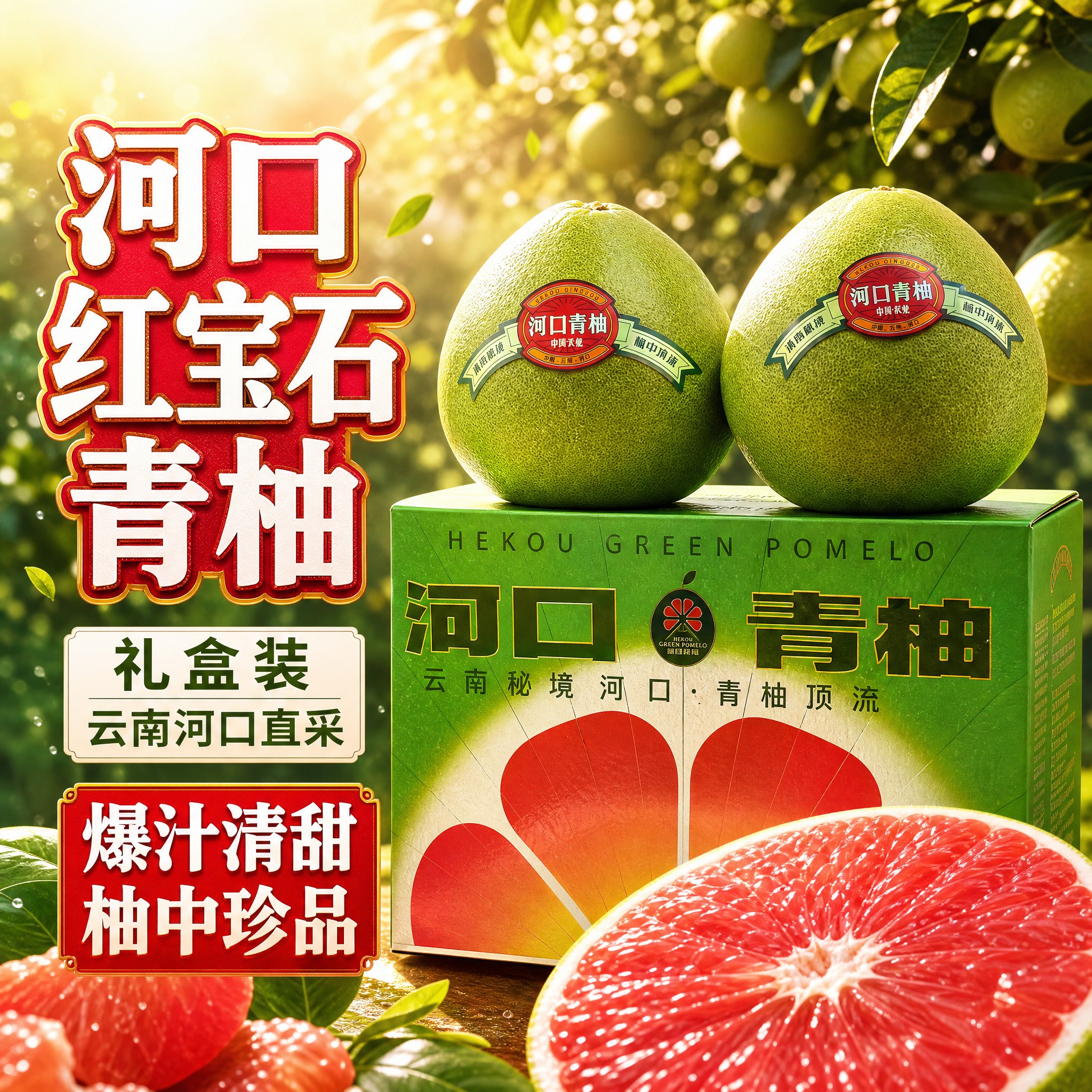 [主图-1] 首图点击率 河口红宝石青柚礼盒装 食欲诱惑主题。… - 图片创意预览