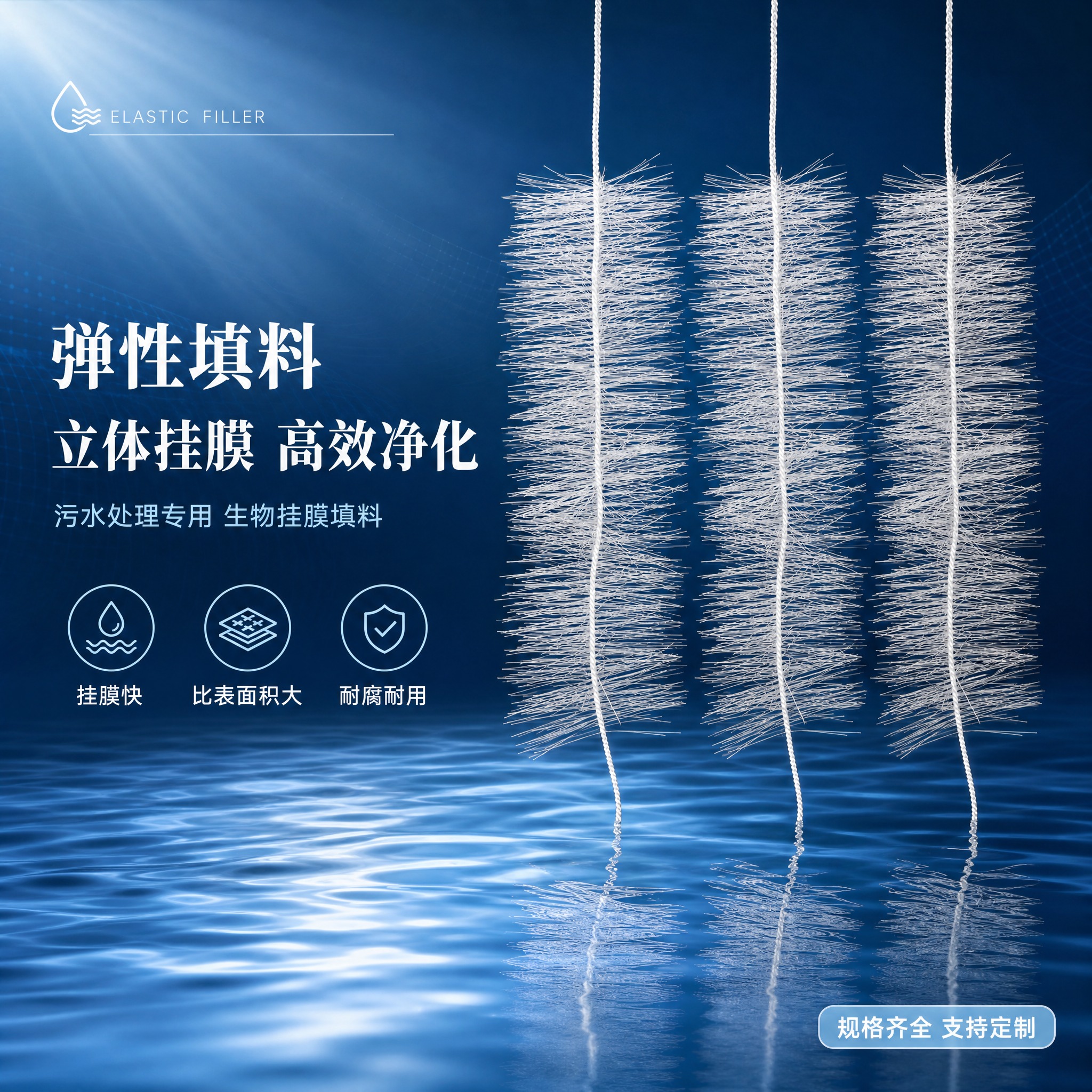 [单张主图] 弹性填料立体弹性生物填料，蓝色高级感路线，淘宝/… - 图片创意预览