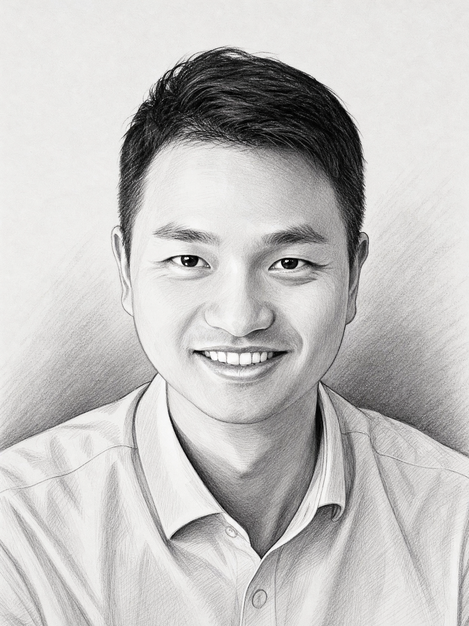 将参考图1照片转换为参考图2的黑白素描风格，保留人物五官和发型… - 图片创意预览