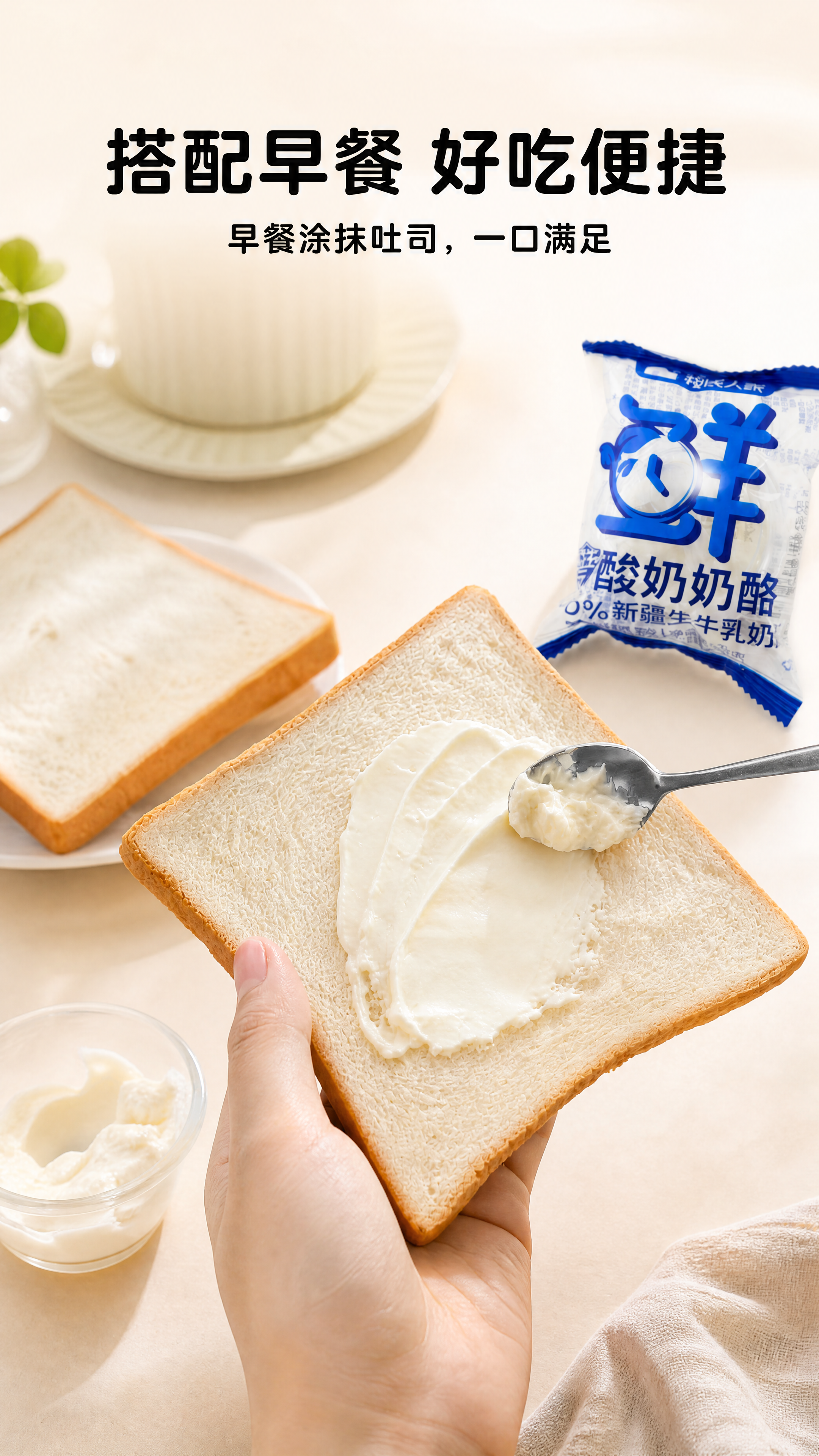 [第4屏] 食用动作，搭配面包涂抹场景展示。本屏使用【图4】涂… - 图片创意预览