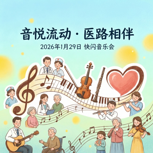 形状多变且有医护、患者、音乐志愿的手绘风元素预览效果