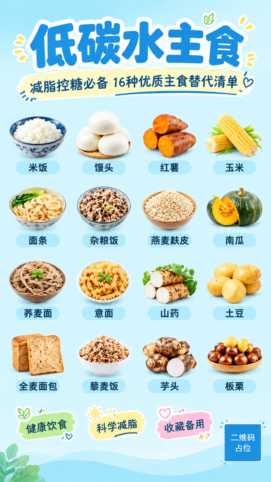 基于参考图的低碳水主食内容，制作一张9:16竖版内容种草海报。… - 图片创意预览