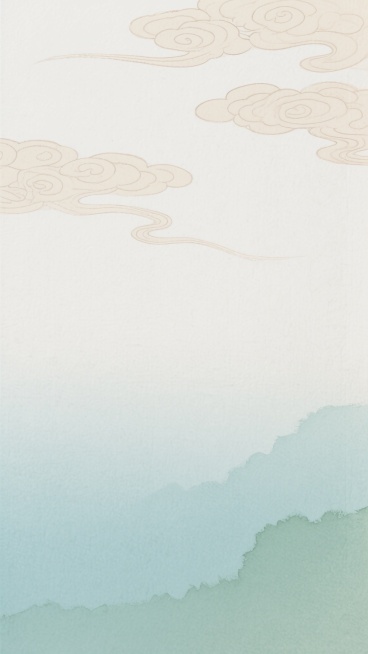 国风风格渐变背景，上部为淡雅米白色渐变至浅杏色，点缀几缕飘逸的云纹图案，下部由浅青色渐变为温润的豆绿色，整体呈现出柔和的水墨晕染质感，画面保留大面积留白，营造出宁静悠远、清新雅致的东方意境，纸张纹理细腻，色彩过渡自然和谐，具有传统卷轴画的古朴韵味。预览效果