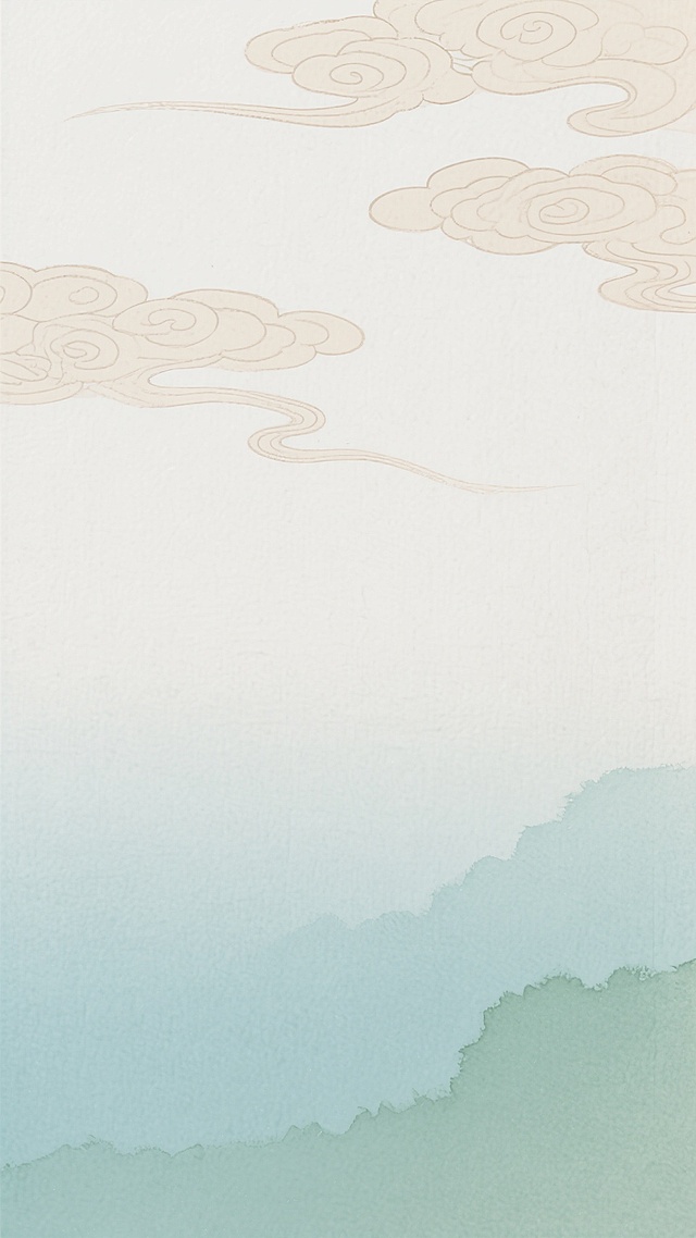 国风风格渐变背景，上部为淡雅米白色渐变至浅杏色，点缀几缕飘逸的云纹图案，下部由浅青色渐变为温润的豆绿色，整体呈现出柔和的水墨晕染质感，画面保留大面积留白，营造出宁静悠远、清新雅致的东方意境，纸张纹理细腻，色彩过渡自然和谐，具有传统卷轴画的古朴韵味。