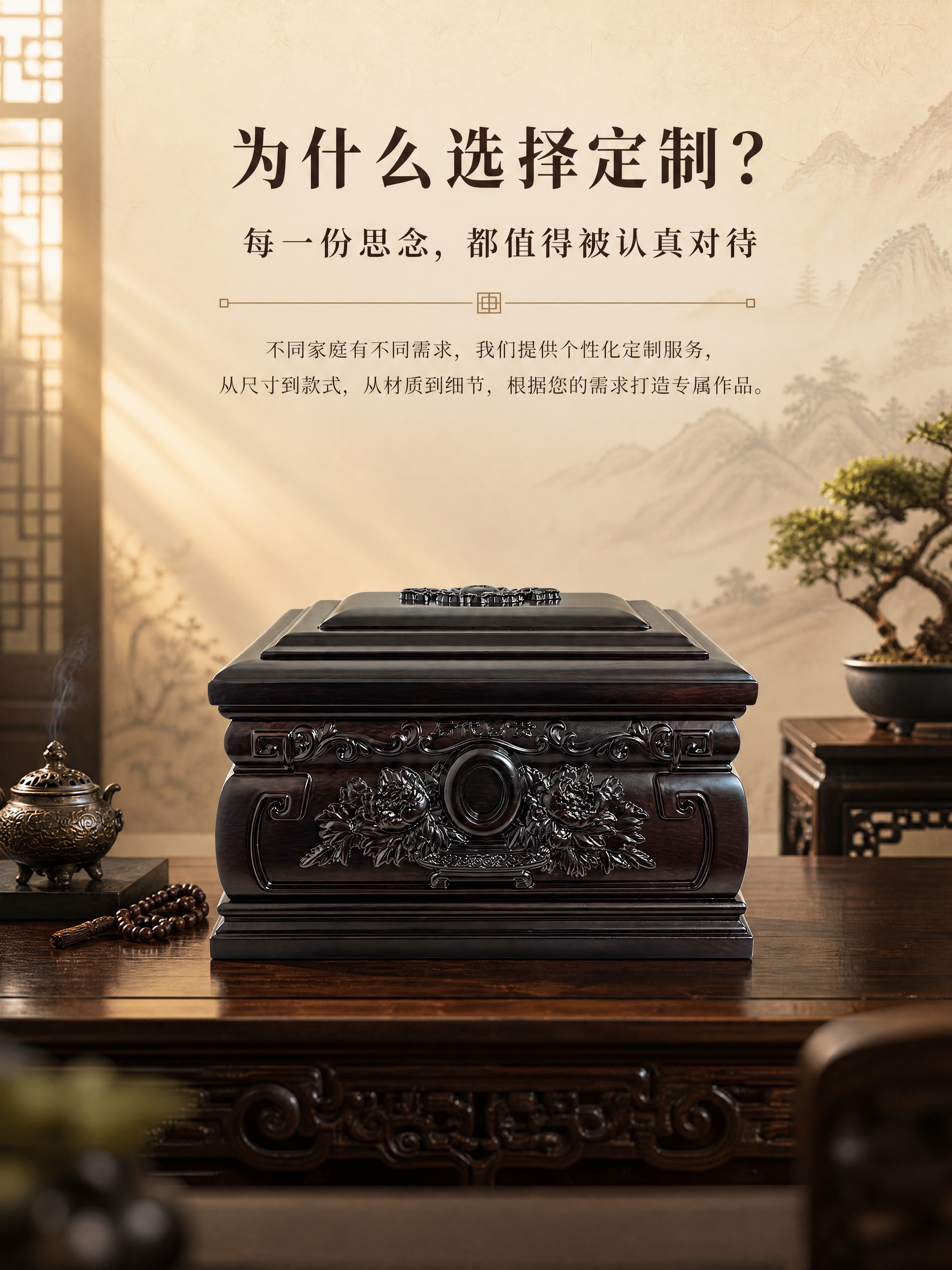 [商品] 使用【图4】富贵阁黑黄檀骨灰盒正面雕花款；保留产品整… - 图片创意预览