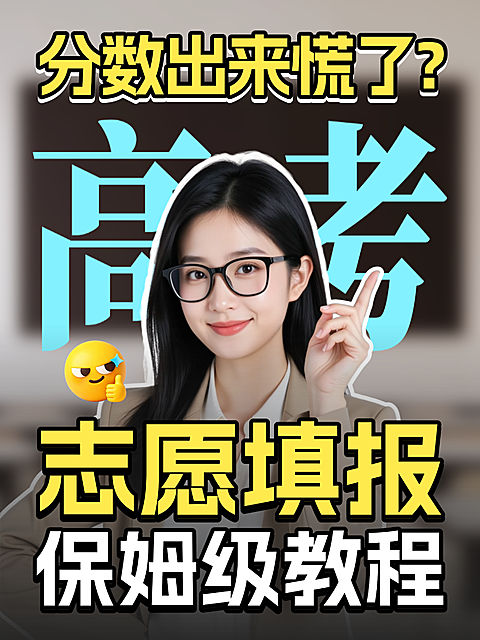 高考志愿填报教程分享人像大字风小红书封面