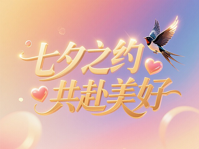 金色 “七夕之约” 配喜鹊爱心，渐变色绝绝子😍