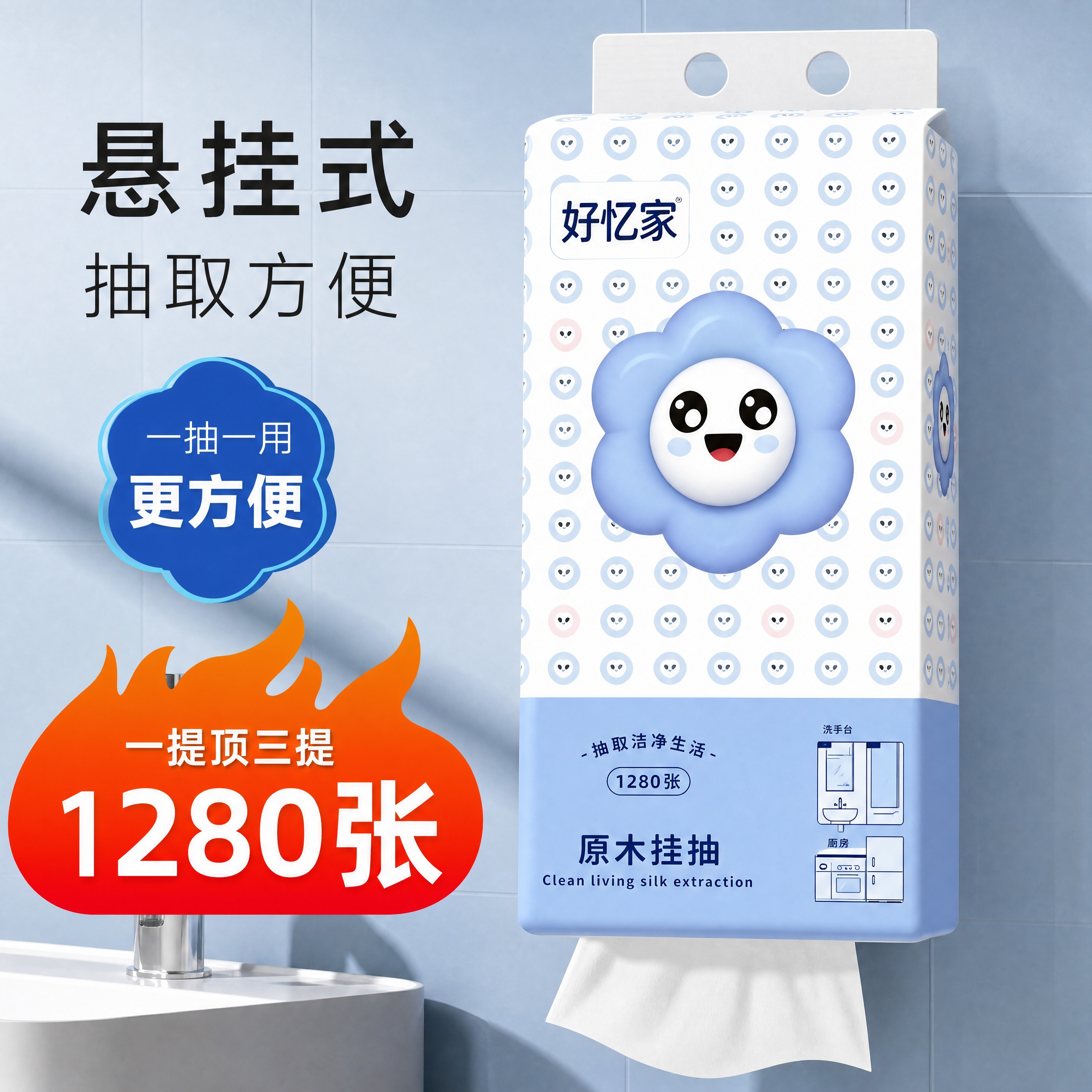将白底图（图1）的外包装图案主题完全迁移到主图（图2）的悬挂抽… - 图片创意预览