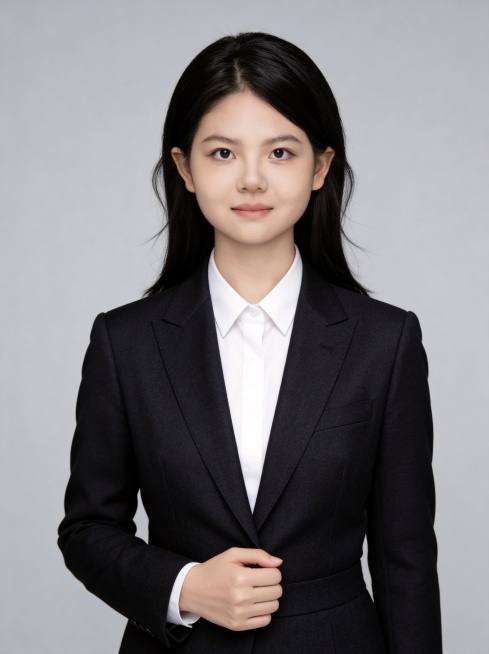 参考图中保留人物脸型、发型、年龄等特征生成职场形象照,标准焦段50mm,f/4光圈(f/2.8-f/4区间),平视视角(镜头与人物视线齐平);人物占画面70%,人物居中(居中构图),位于画面中心,为视预览效果