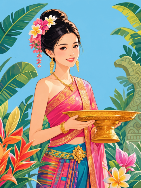 将背景替换为天蓝色纯色，保留前景人物和所有元素不变预览效果