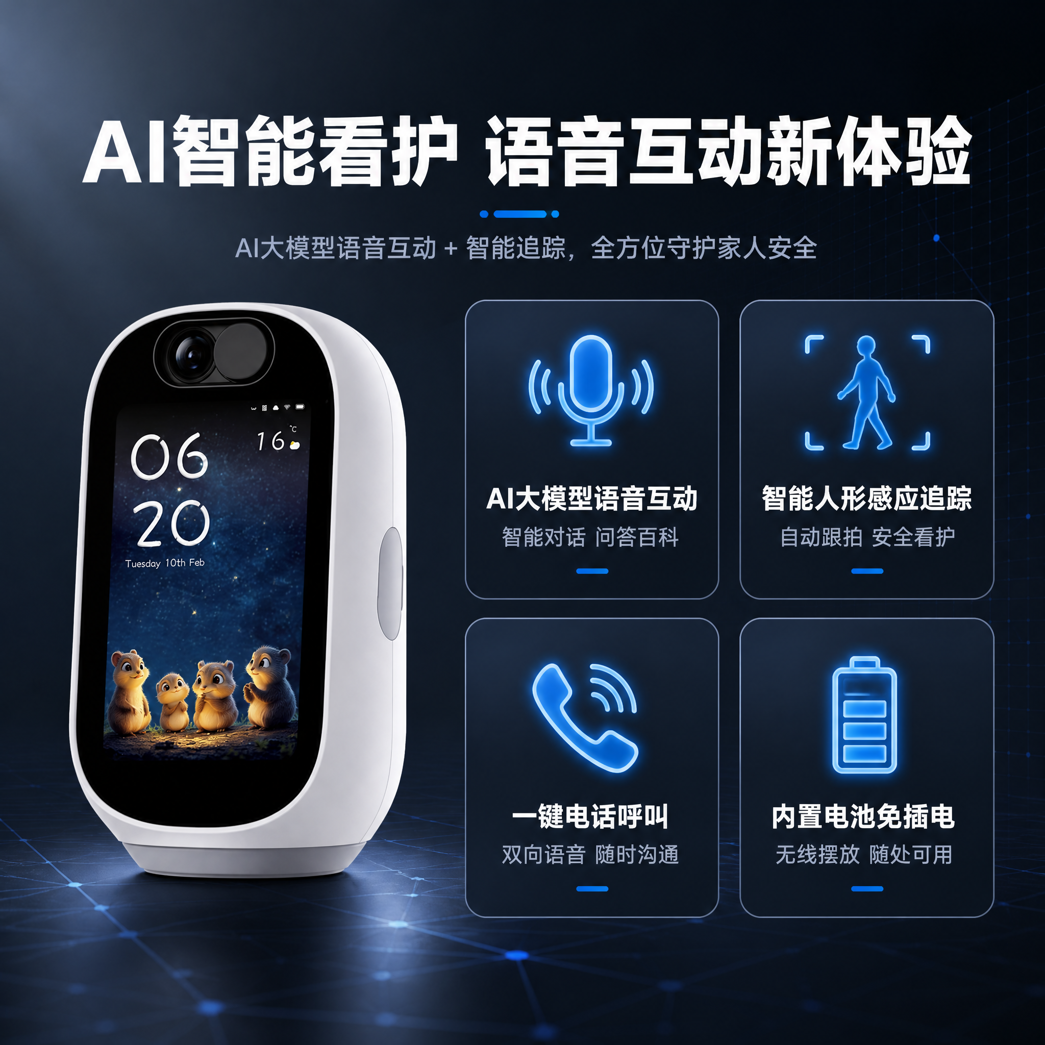 [主图-2] 智能AI语音互动摄像头 核心价值卖点总览，突出A… - 图片创意预览
