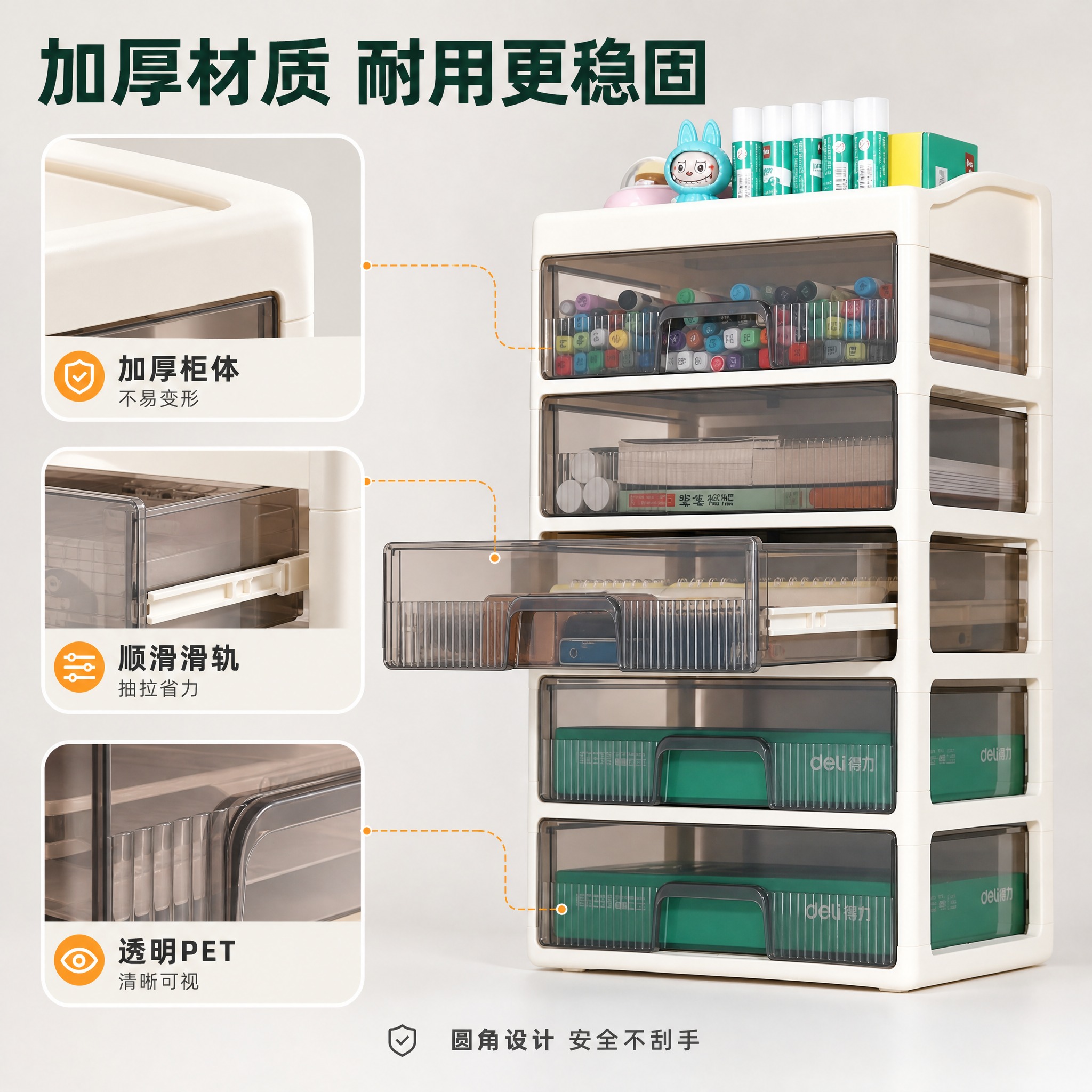 [主图-3] 材质细节与耐用品质展示，突出加厚材质、顺滑抽拉、… - 图片创意预览