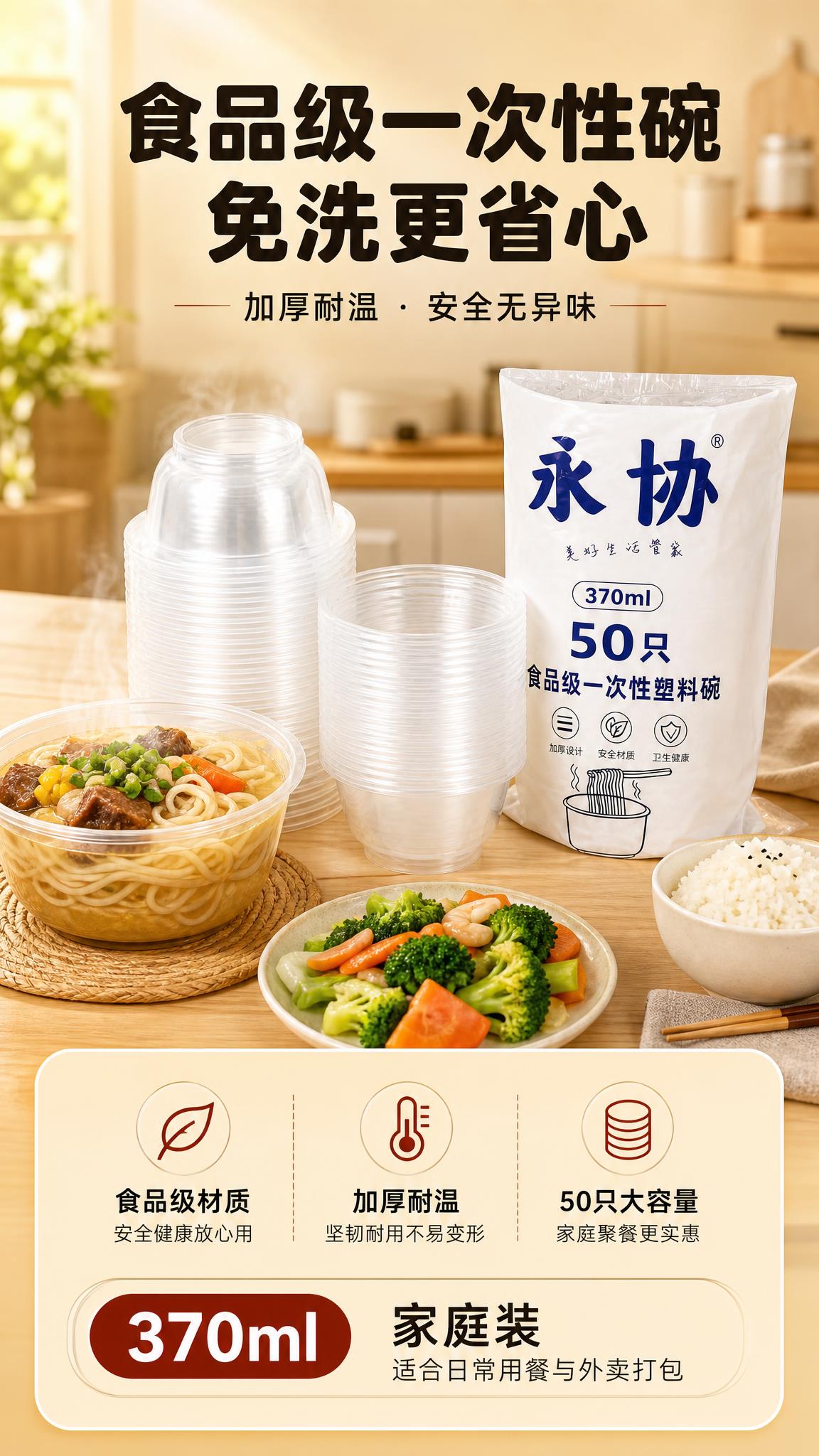 [商品] 使用【图1】永协一次性塑料碗产品图；保留透明碗身、圆… - 图片创意预览