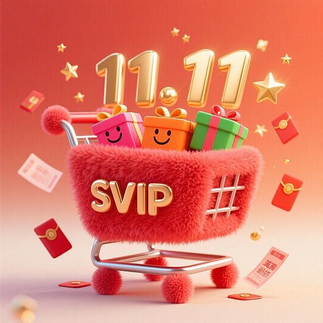 粉色毛绒 SVIP 购物车 狂欢氛围图