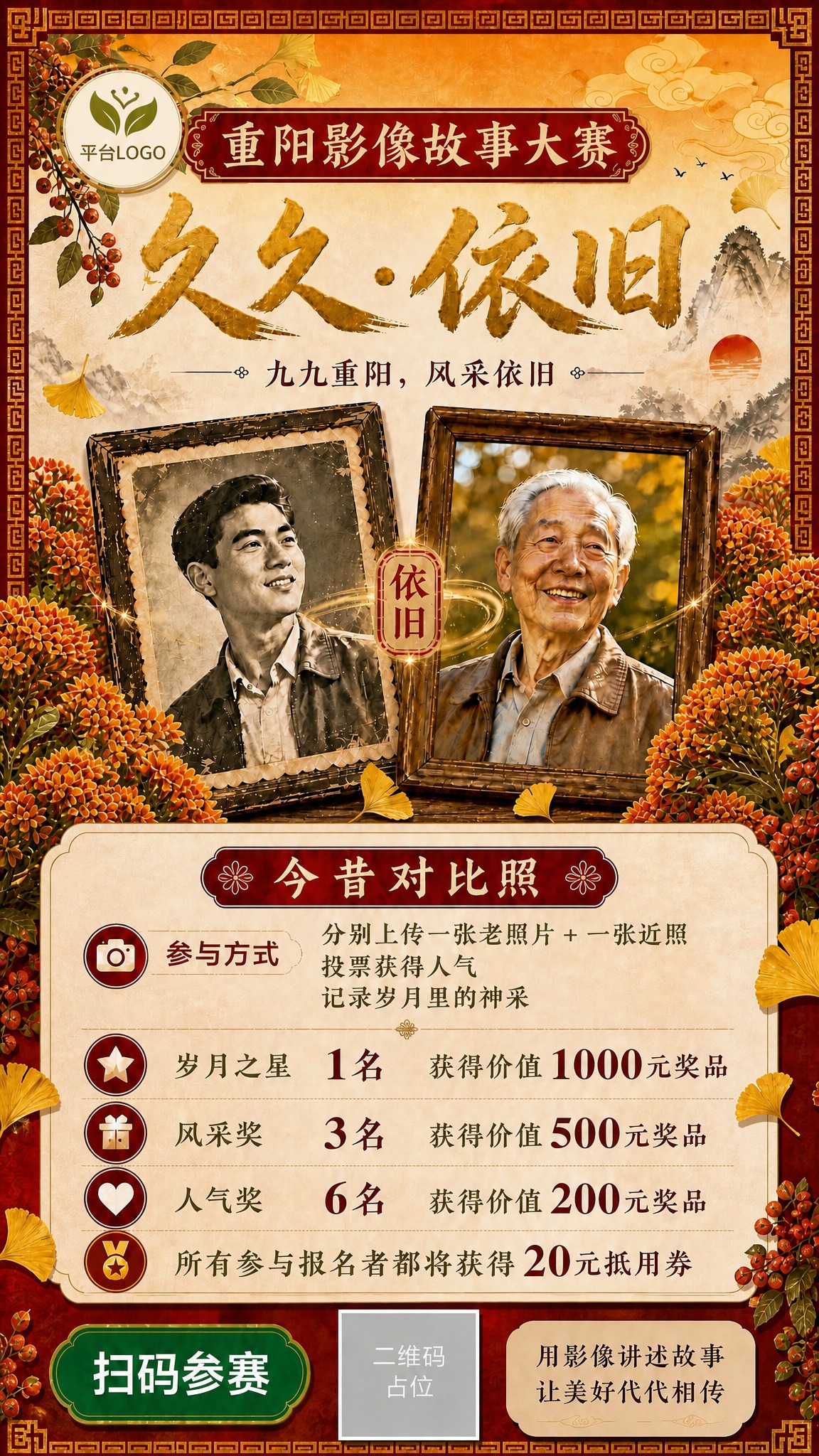 基于这张重阳影像故事大赛9:16竖版活动海报进行修改，整体版式… - 图片创意预览