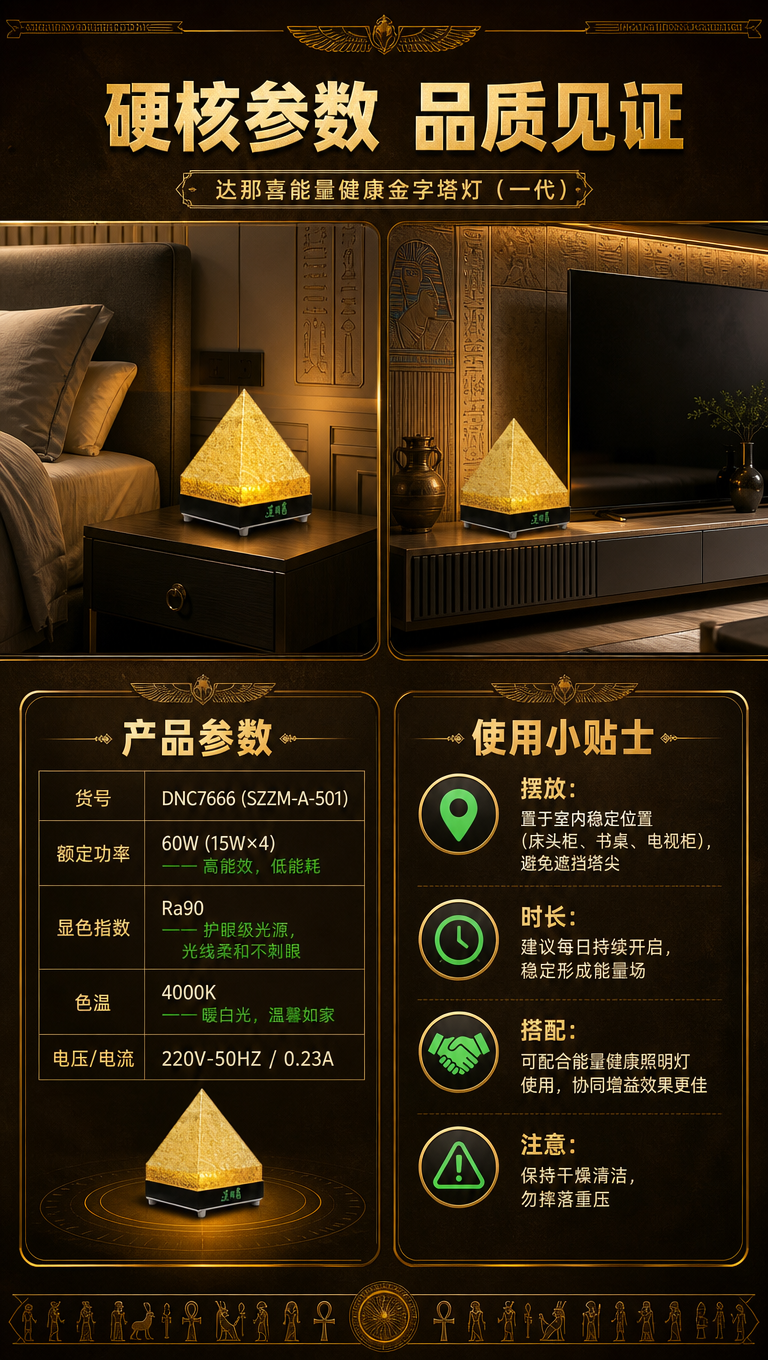 [商品] 使用【图1】达那喜能量健康金字塔灯（一代）；保留金色… - 图片创意预览
