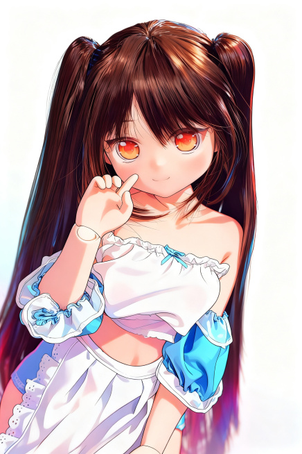 将这张BJD娃娃图片转换为动漫插画风格，保留原人物造型、服饰和色彩搭配预览效果