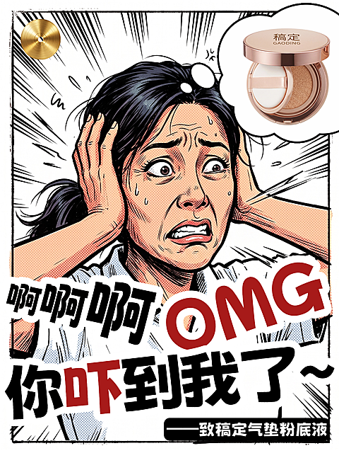 OMG你吓到我了热梗玩梗小红书封面配图网红种草好物分享带货视频封面美漫风搞笑漫画醒目大字报博主测评美妆护肤品