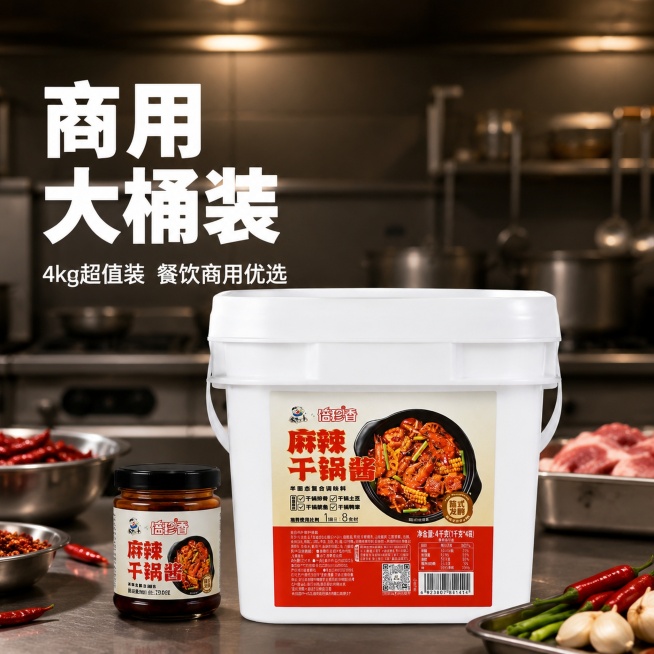 使用电商主图技能生成5张比例1:1的电商主图，适配平台为淘宝/天猫，商品为「图片1」「图片1」「图片1」，商品卖点为一料多用，商用大桶装，地道川香，不写价格，不写旗舰店，不使用极限词预览效果