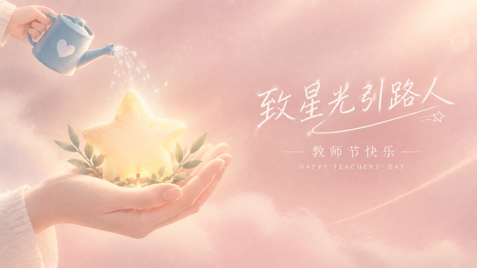 将这张教师节背景图调整为高级INS风格。保留粉色主色调和"致星… - 图片创意预览