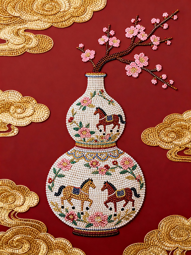 珠绣风格马年素材