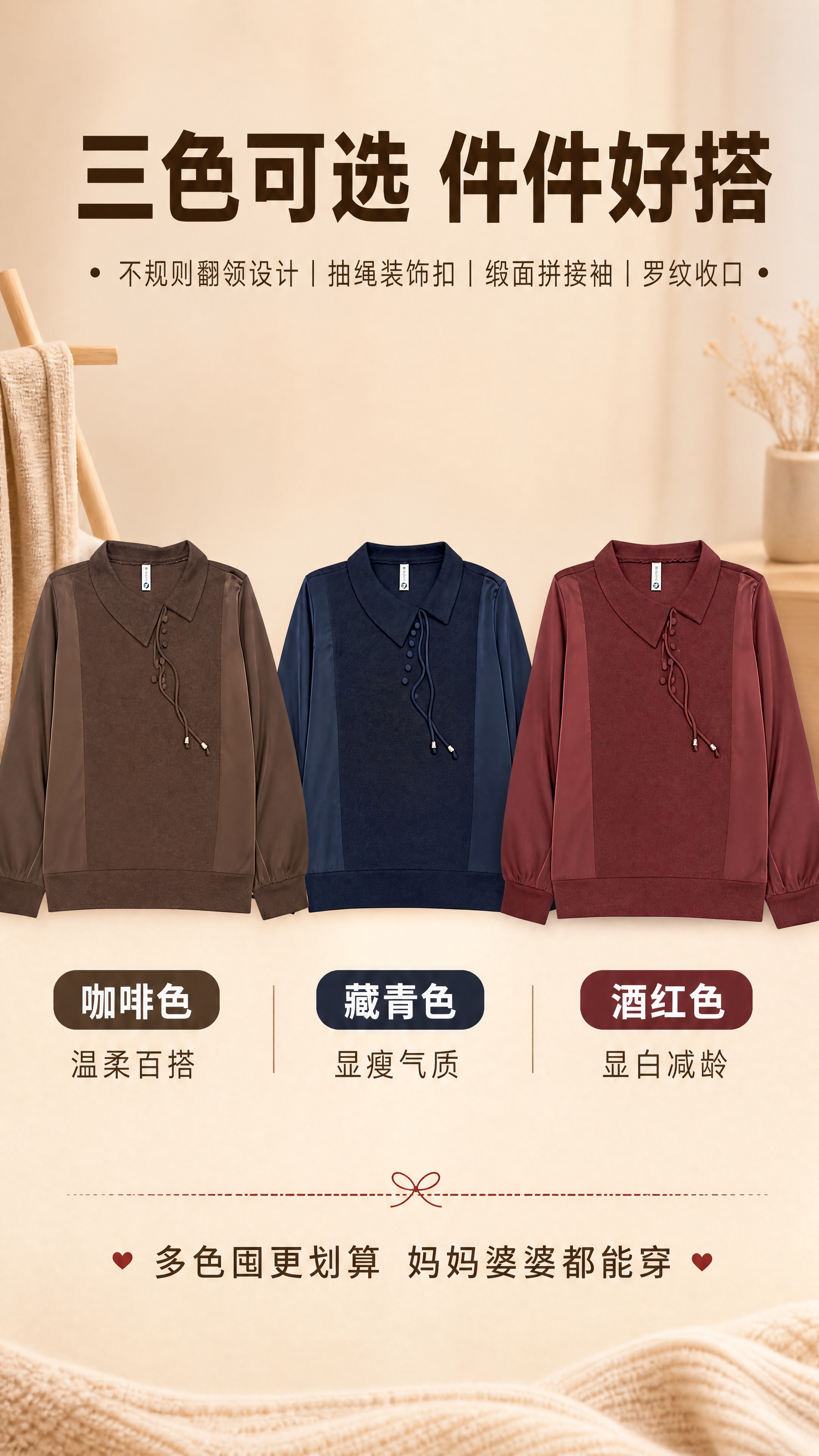 [商品] 使用【图1】咖啡色、【图2】藏青色、【图4】酒红色三… - 图片创意预览