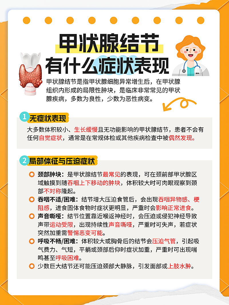 甲状腺结节健康知识科普分享卡通手账风小红书配图
