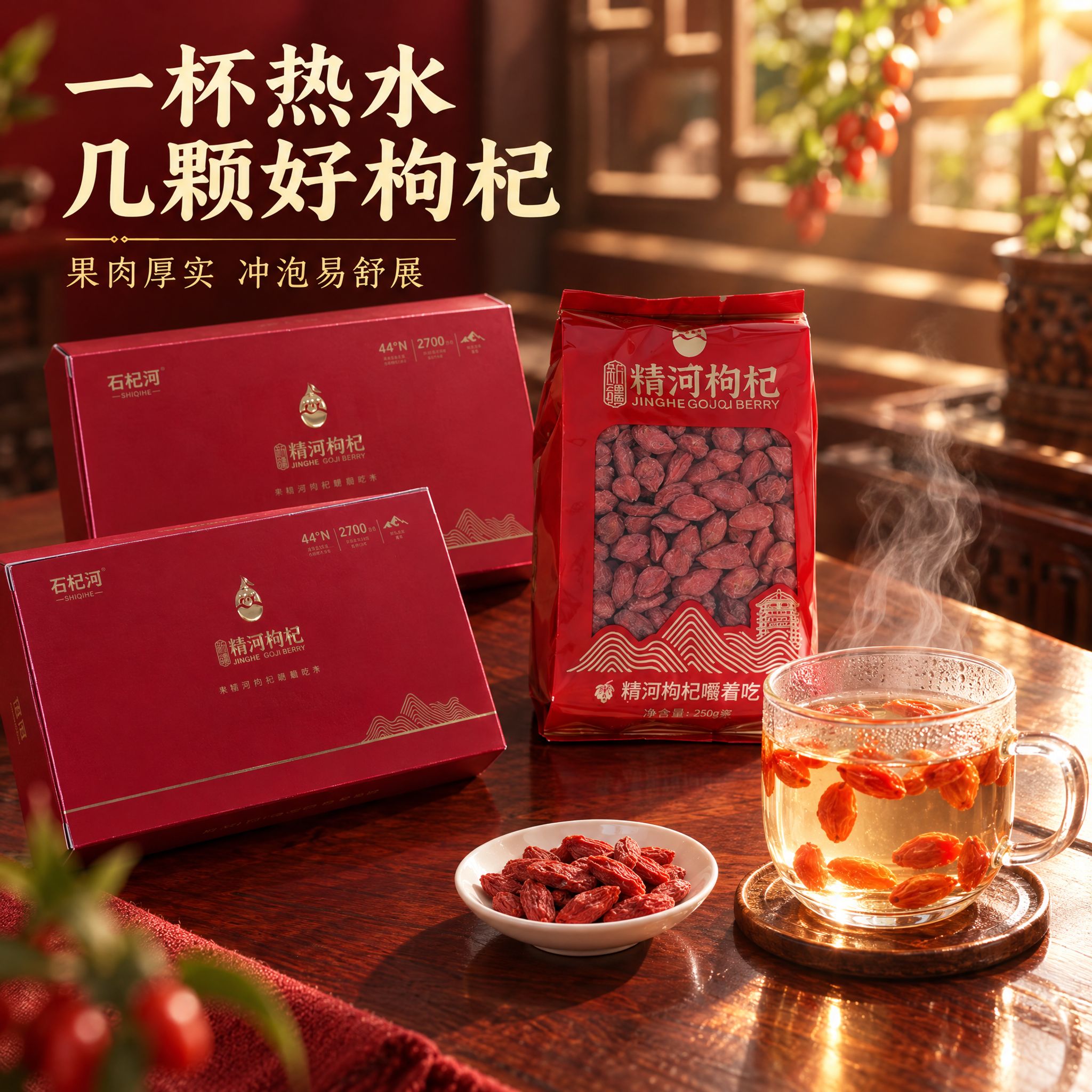 【主图4 使用场景】精河枸杞（品牌：石杞河）主图，主题：日常冲… - 图片创意预览