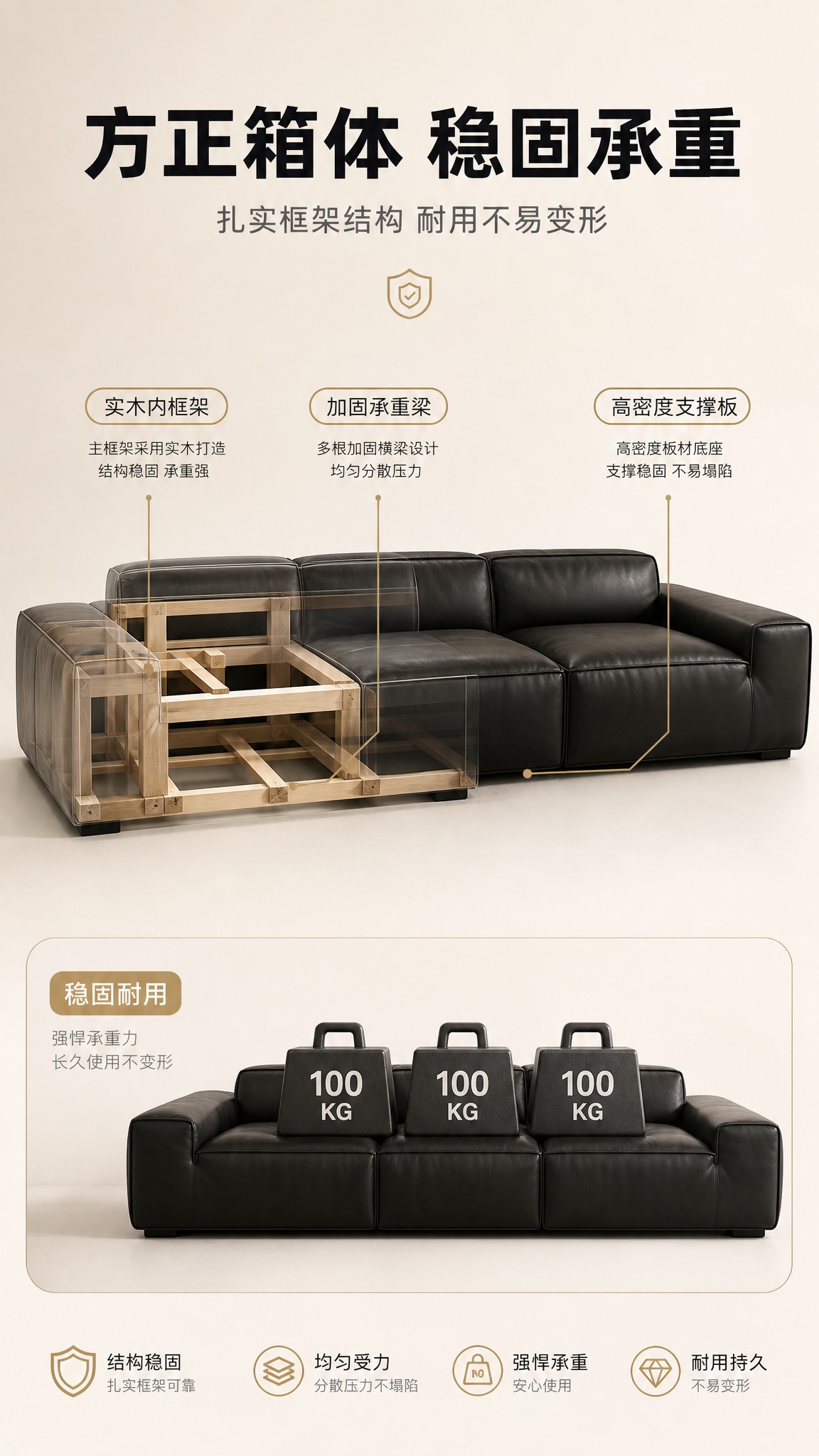 [商品] 使用【图1】黑色真皮模块沙发；保留方正箱体外观；以半… - 图片创意预览