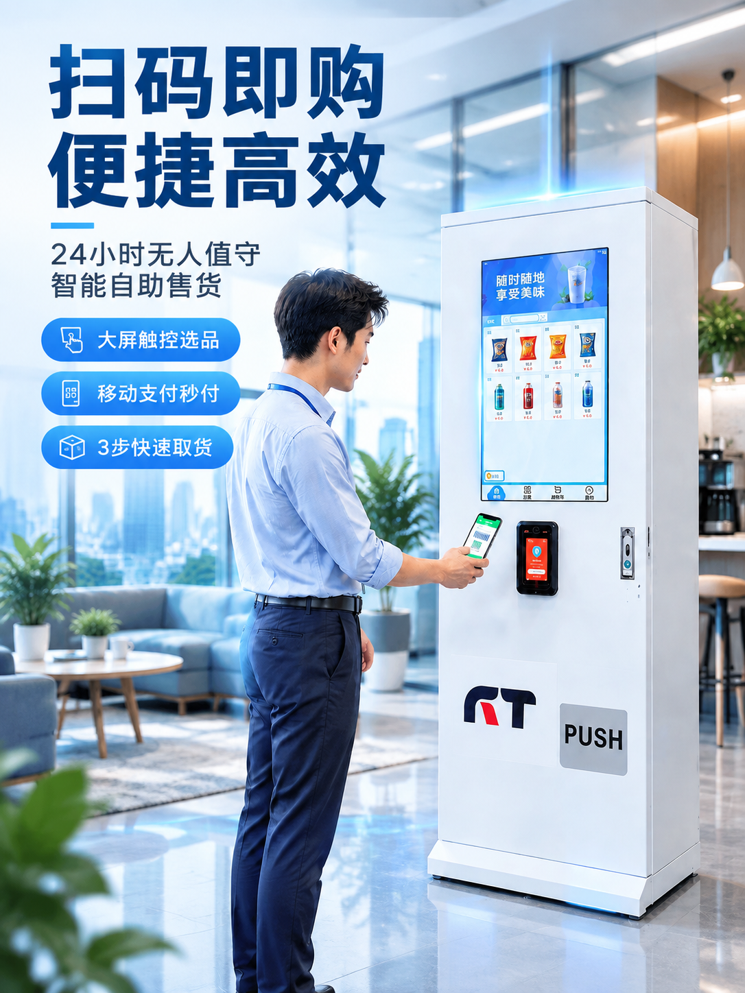 [商品] 使用【图1】白色立式智能扫码自动售货机；保留整体结构… - 图片创意预览