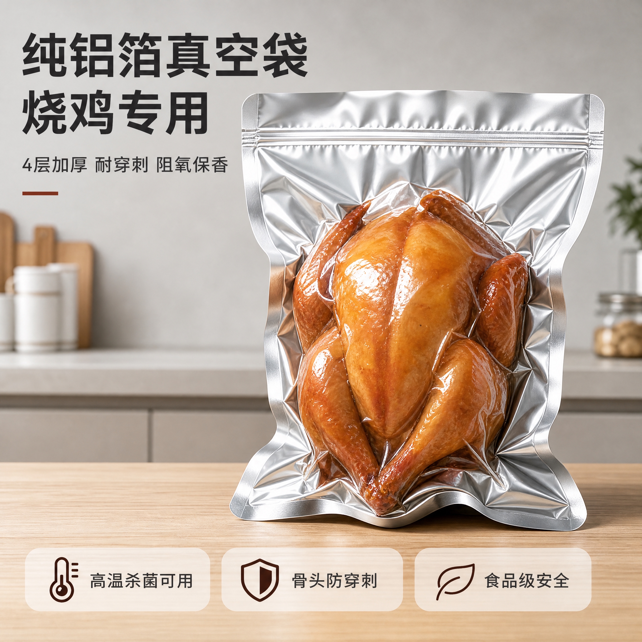 [主图-1] 首图主题：纯铝箔真空袋包装整只烧鸡，建立高级食品… - 图片创意预览